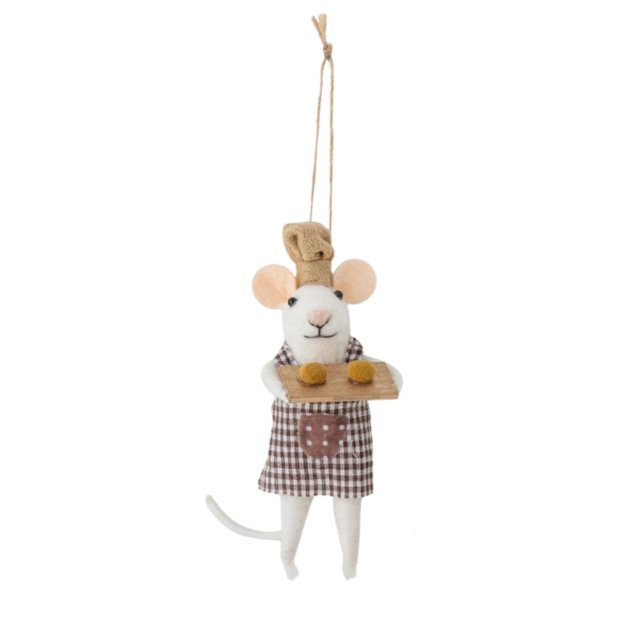 Felted Christmas Peo Ornament - Mouse with Biscuits - The Flower Crate