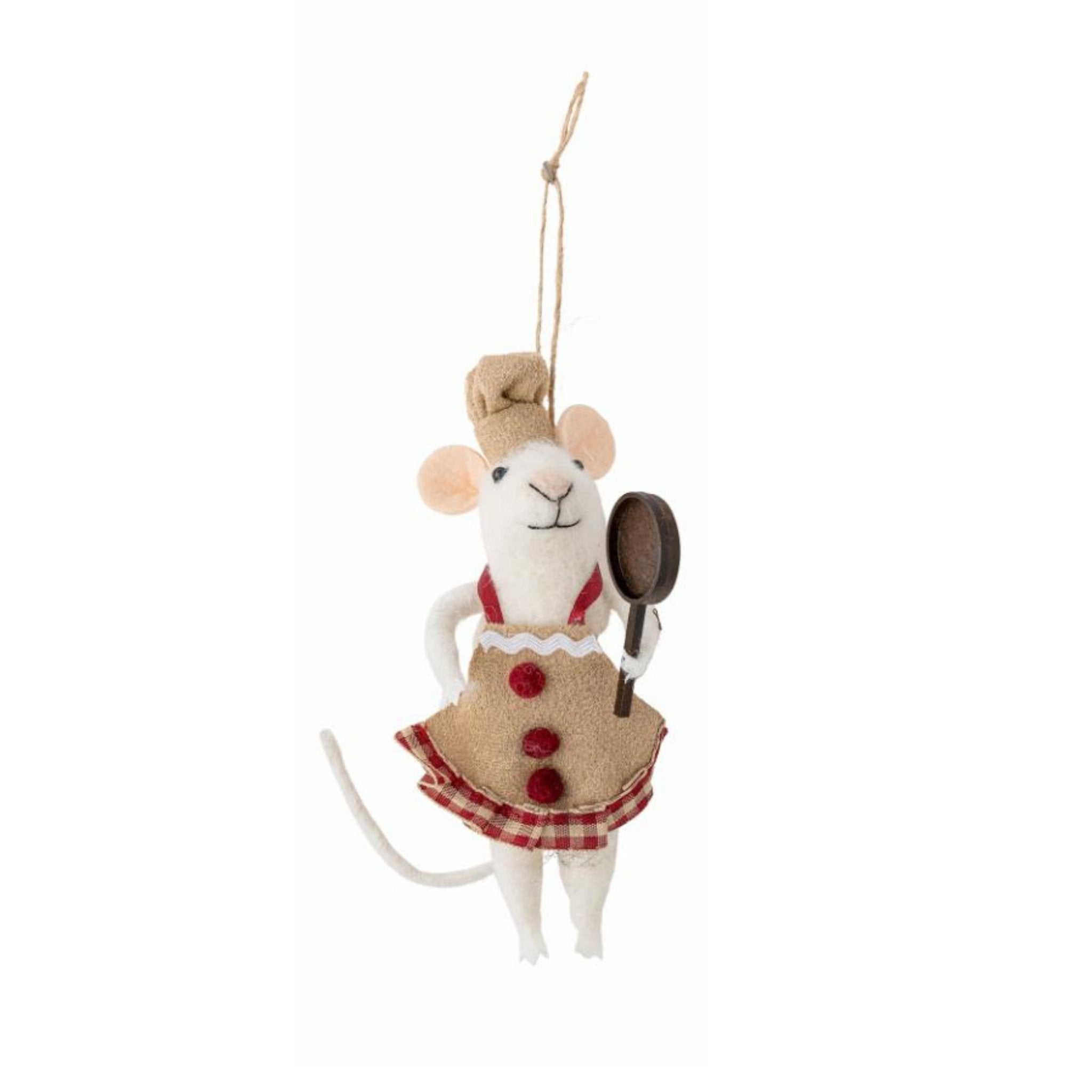 Felted Christmas Peo Ornament - Mouse with Pan - The Flower Crate
