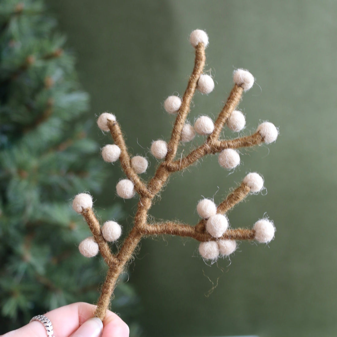 Felted Wool Mini Branch With Berries - The Flower Crate