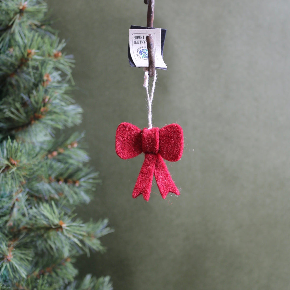 Felted Wool Mini Red Bow Decoration - The Flower Crate