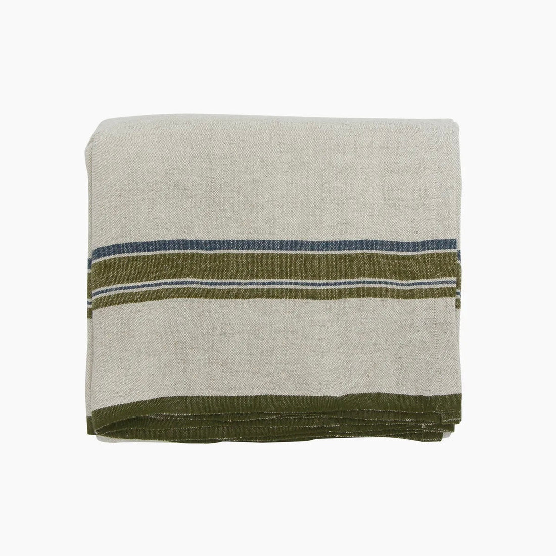 Green Selvedge Stripe Linen Tablecloth - The Flower Crate