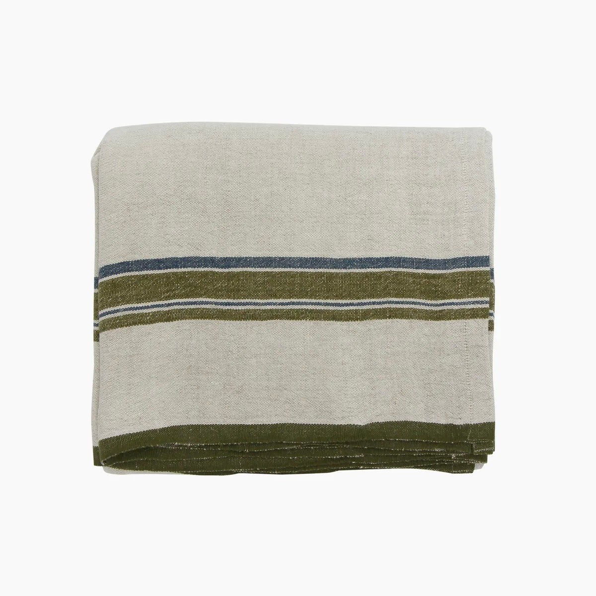 Green Selvedge Stripe Linen Tablecloth - The Flower Crate