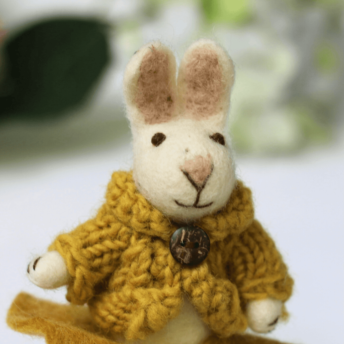 Gry & Sif - Grey Bunny with Ochre Skirt - The Flower Crate