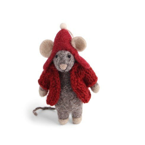 Gry & Sif - Mouse with Red Jacket Hanging Decoration - The Flower Crate