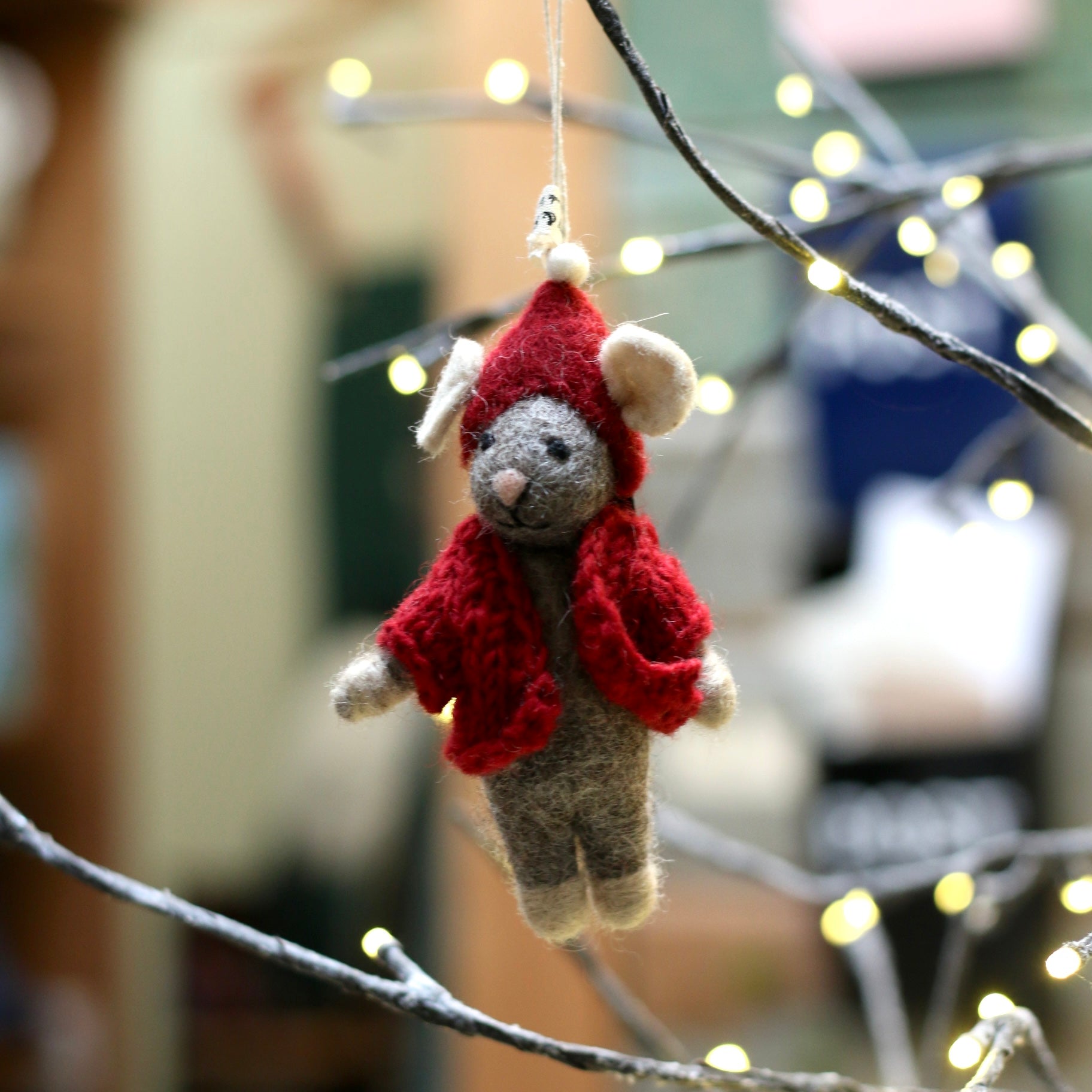 Gry & Sif - Mouse with Red Jacket Hanging Decoration - The Flower Crate