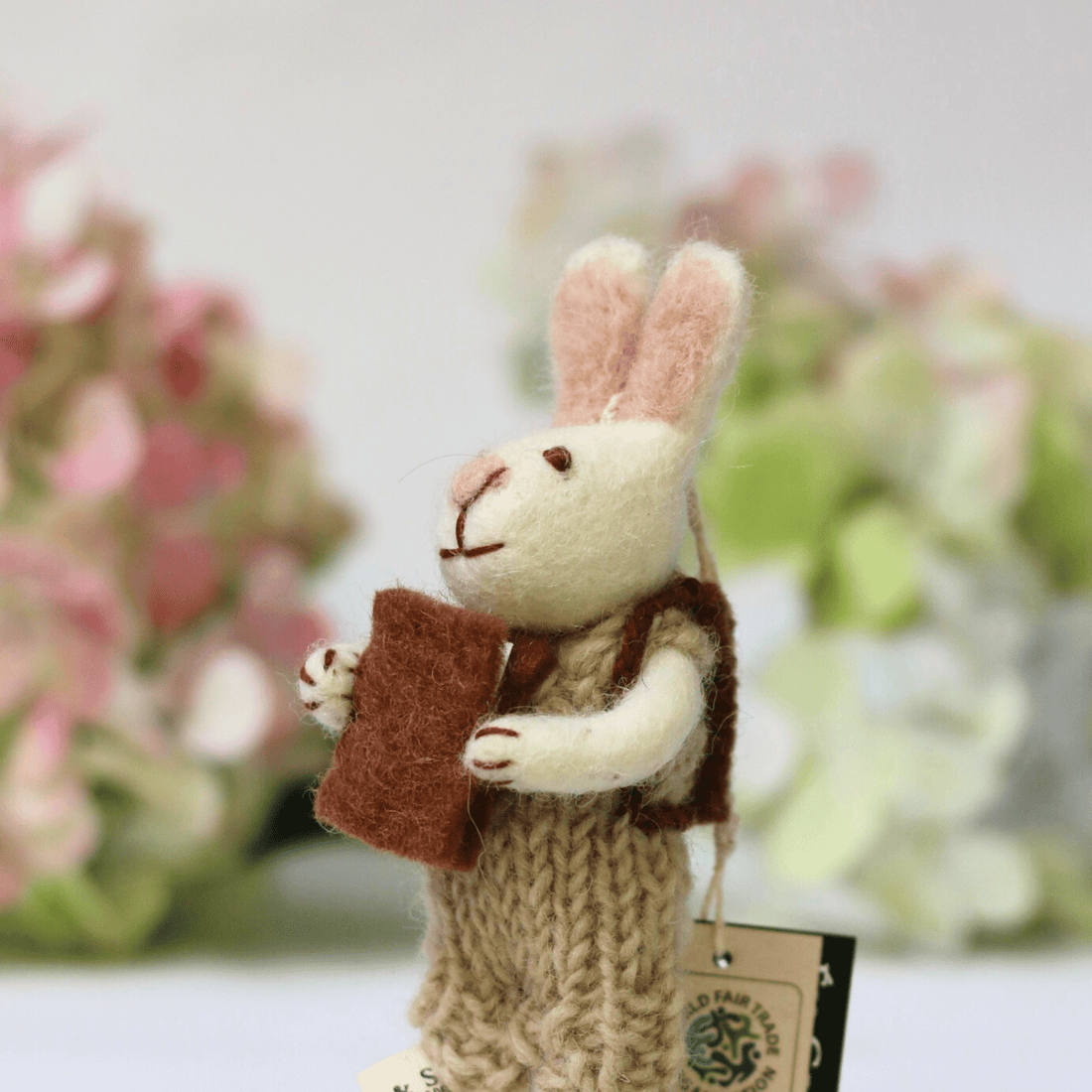 Gry & Sif - White Bunny with Book - The Flower Crate