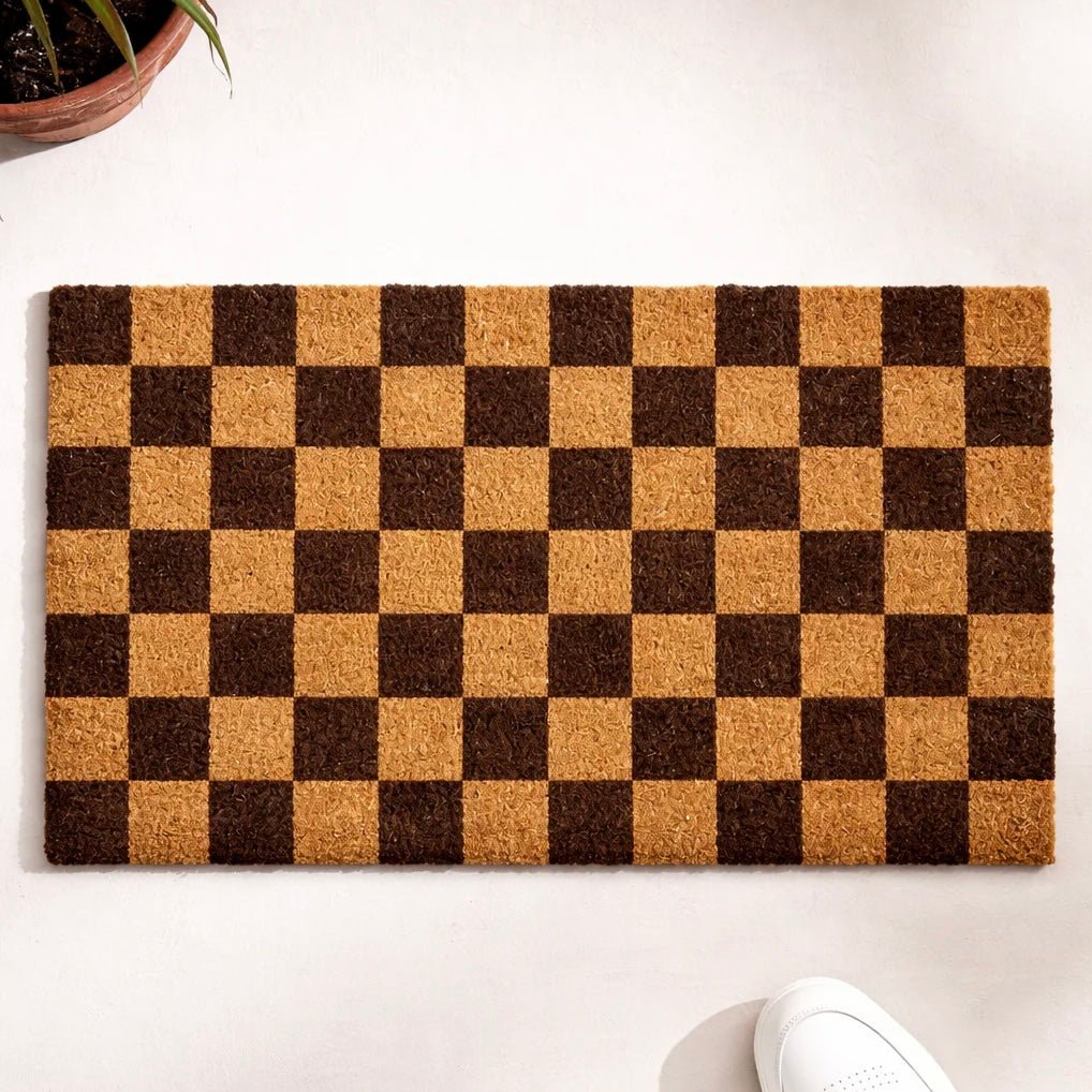 HRB Homeware - Brown Checker Doormat - The Flower Crate
