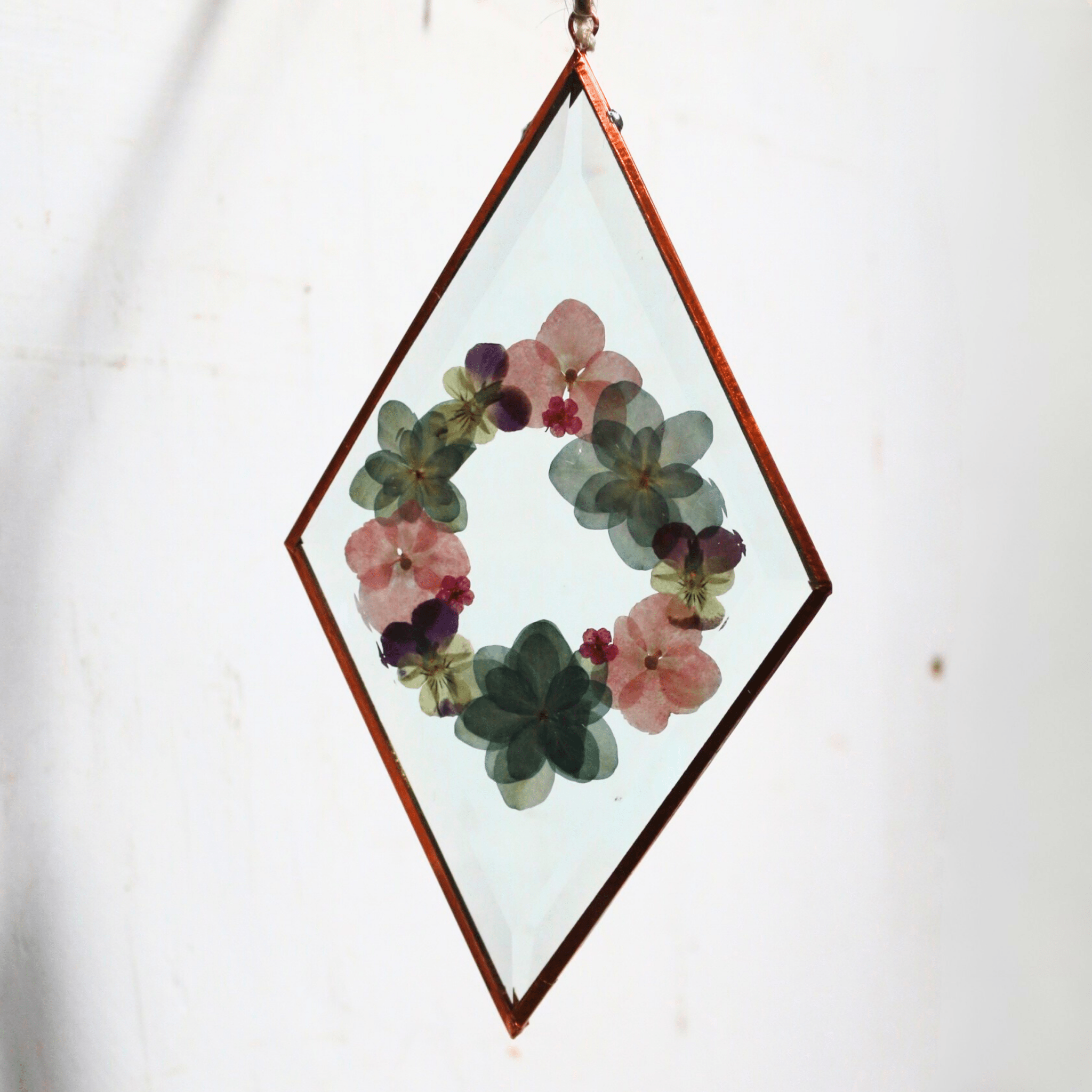 Hydrangea Ranger - Pressed Flower Suncatcher, Diamond Large - The Flower Crate