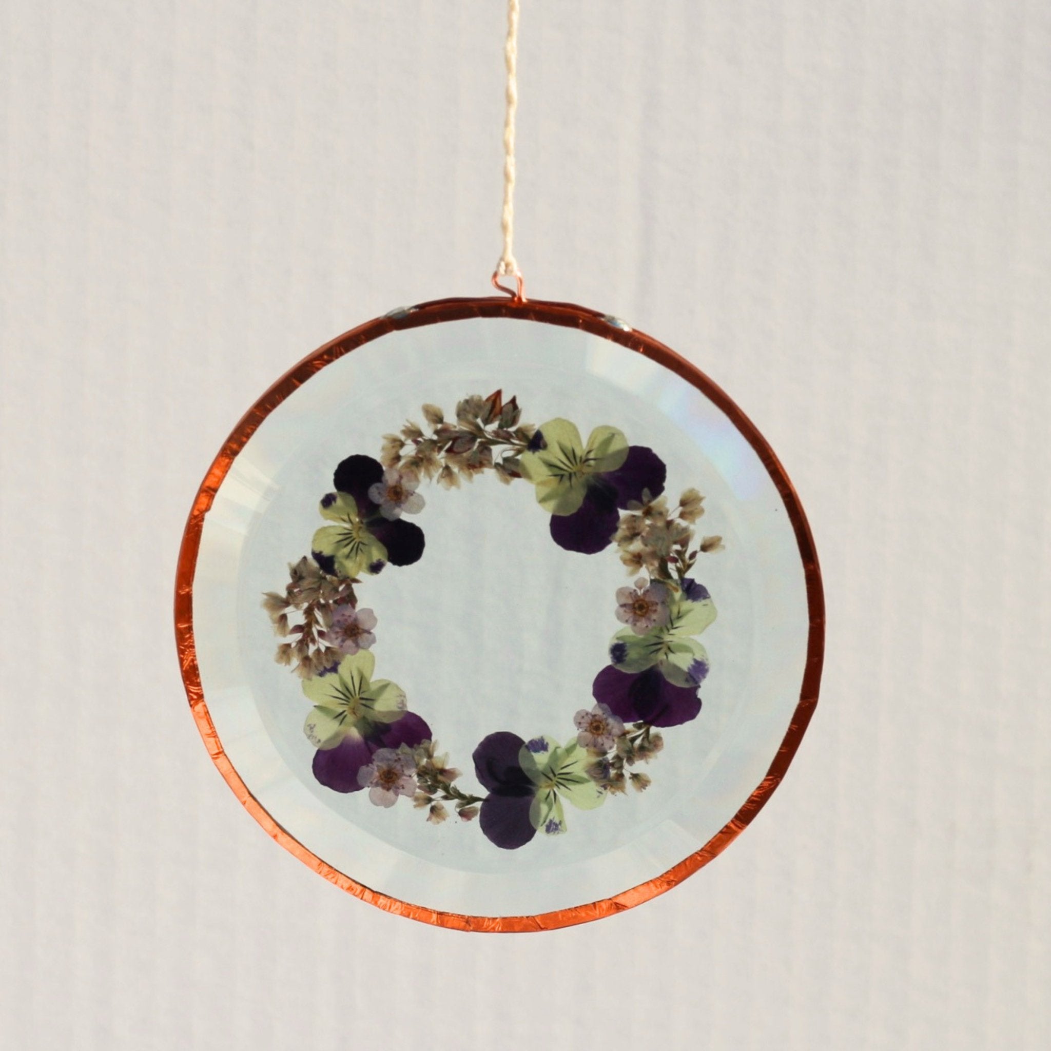 Hydrangea Ranger - Pressed Flower Suncatcher, Medium Round - The Flower Crate