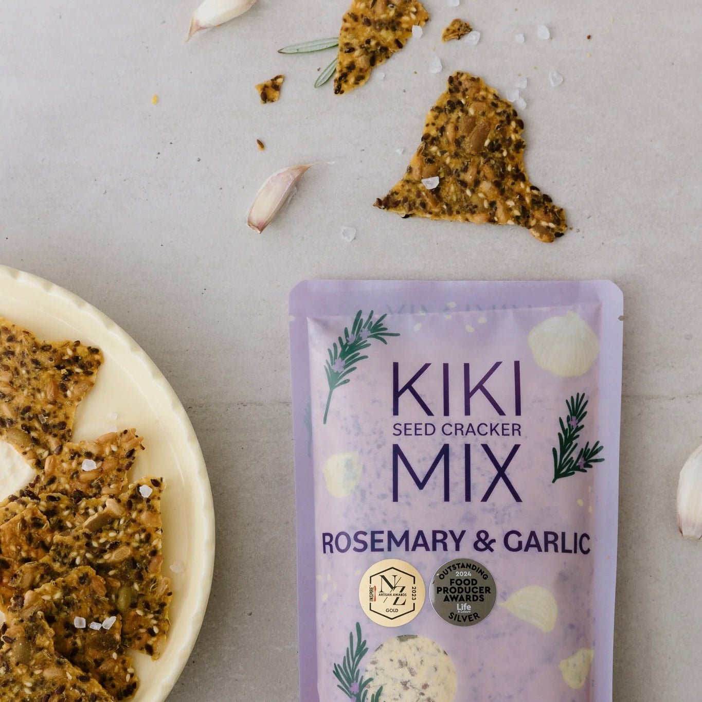 Kiki Seed Cracker Mix - Rosemary & Garlic - The Flower Crate