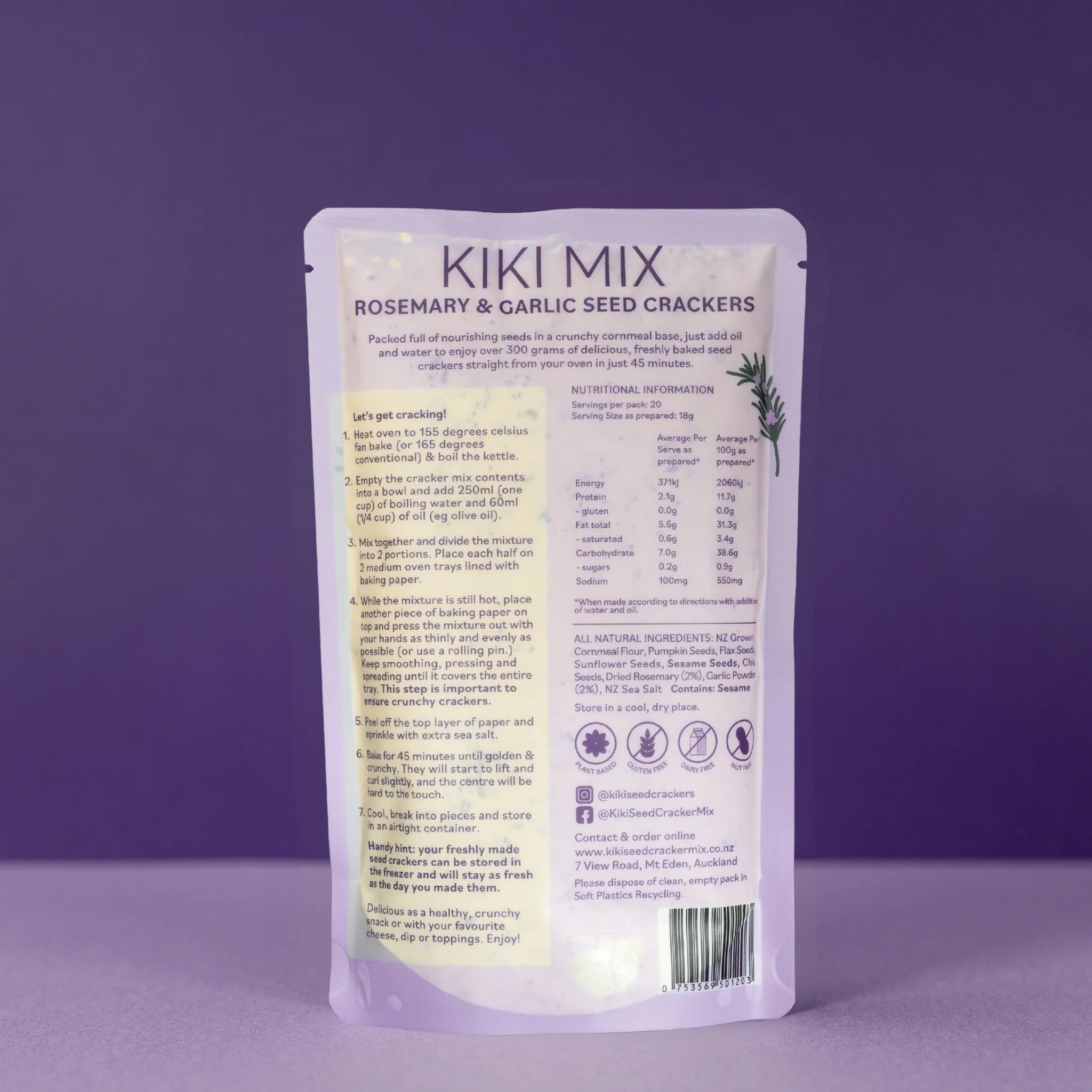 Kiki Seed Cracker Mix - Rosemary & Garlic - The Flower Crate