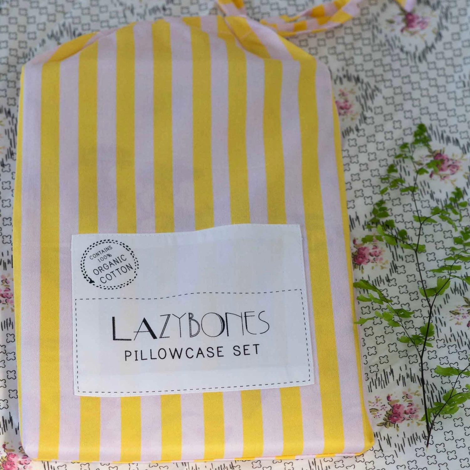 Lazybones - Organic Cotton Pillowcase Set, Busy Garden - The Flower Crate