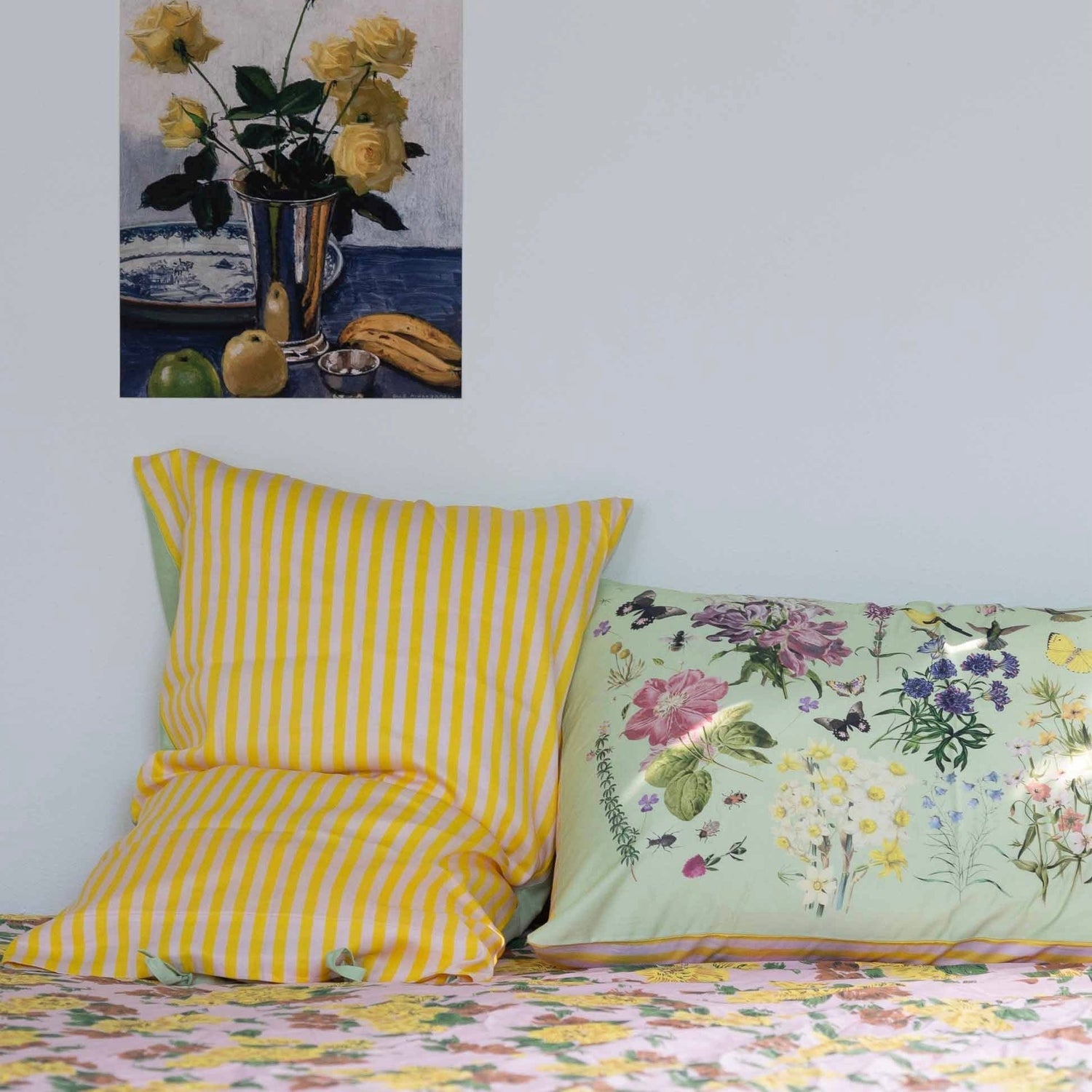 Lazybones - Organic Cotton Pillowcase Set, Busy Garden - The Flower Crate