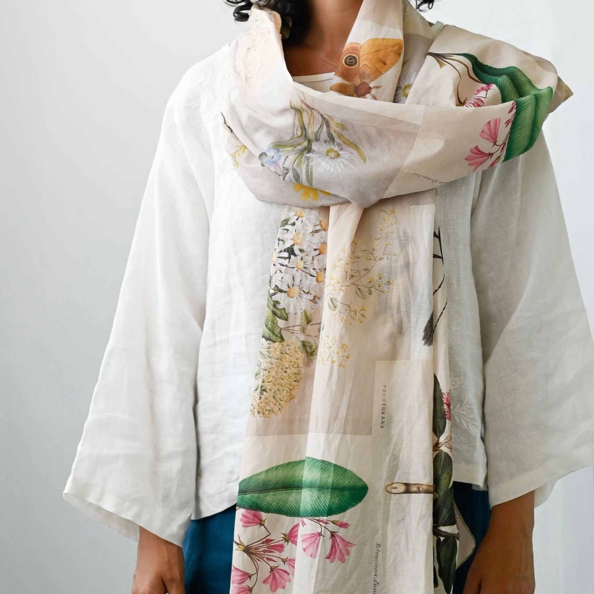 Lazybones - Silk & Cotton Scarf, Natural World - The Flower Crate