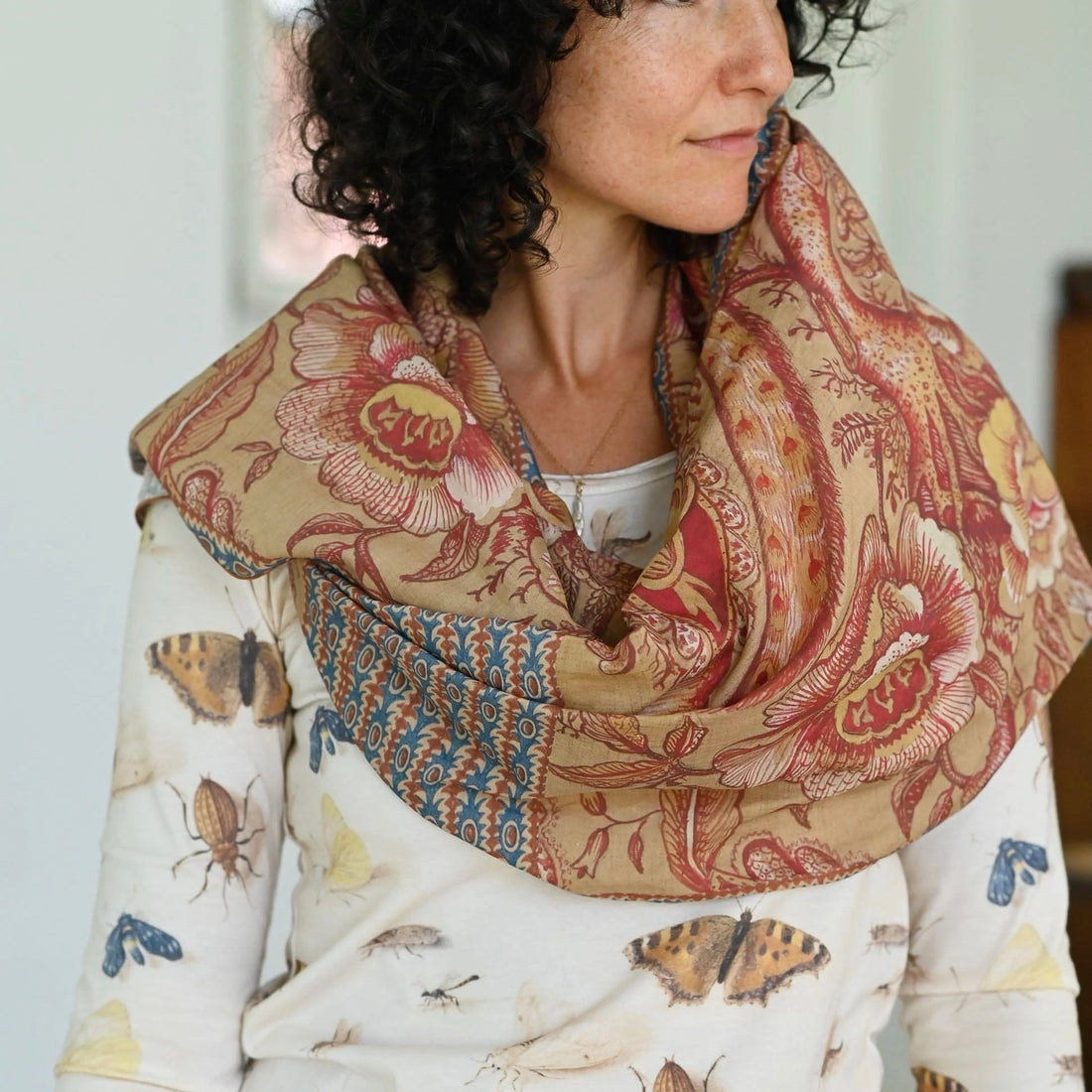 Lazybones - Silk & Cotton Scarf, Pheasant - The Flower Crate