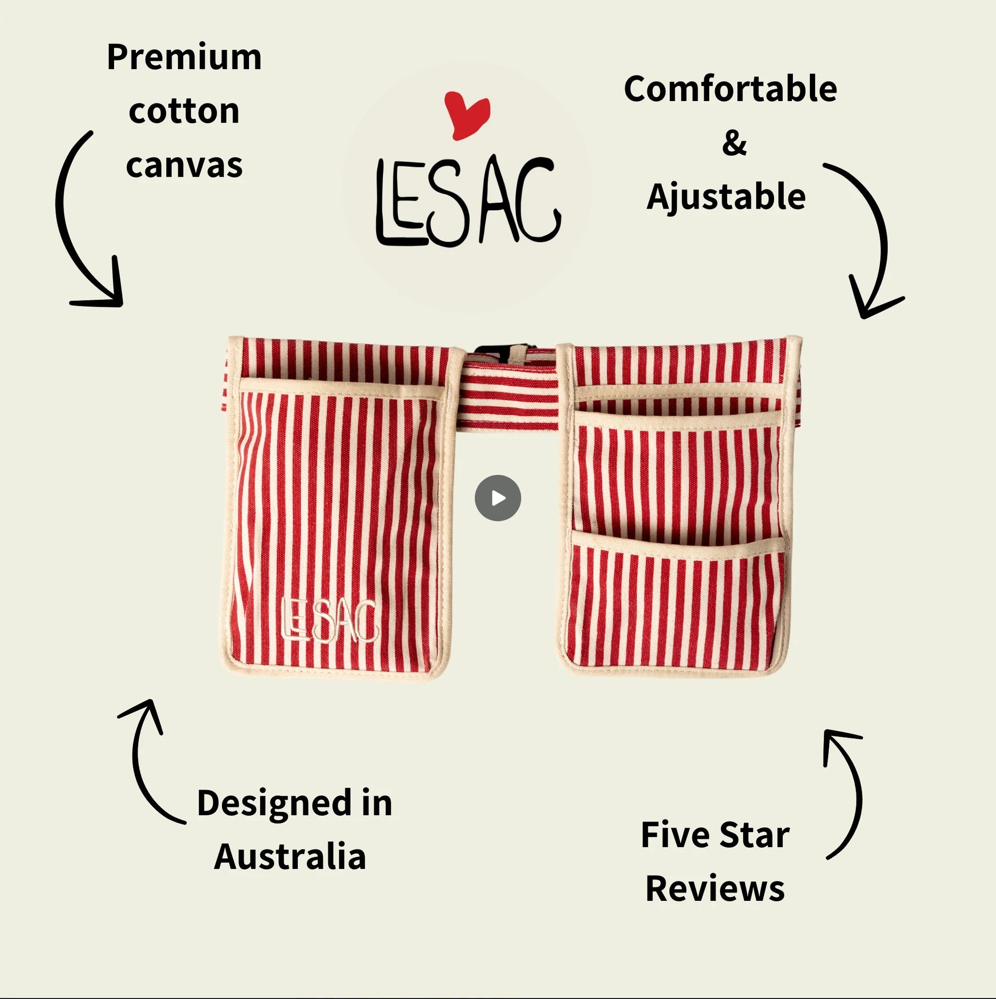 Le Sac - Red Stripe Garden Tool Belt - The Flower Crate