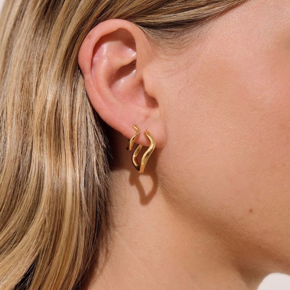 Linda Tahija - Mini Cascade Huggie Earrings - The Flower Crate