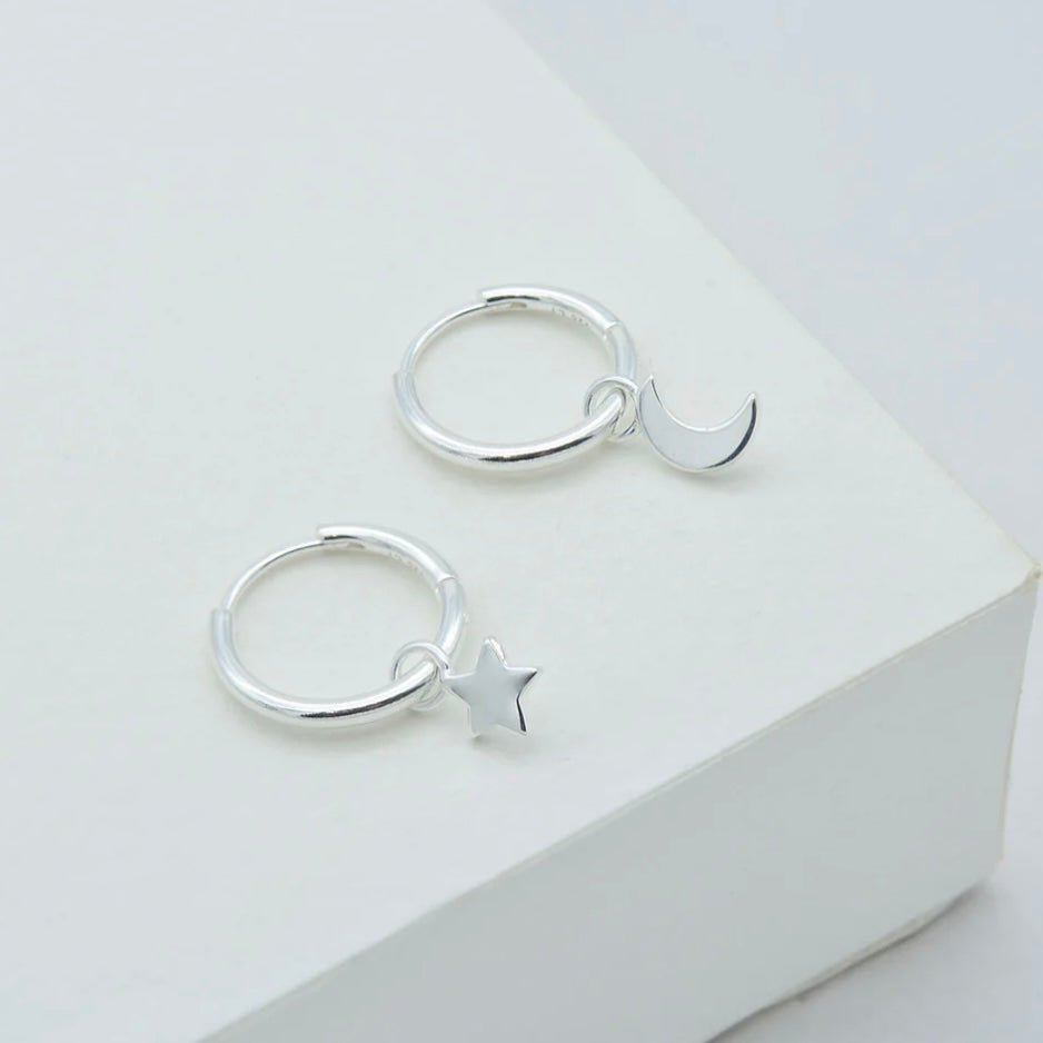 Linda Tahija - Star & Moon Huggie Earrings - The Flower Crate