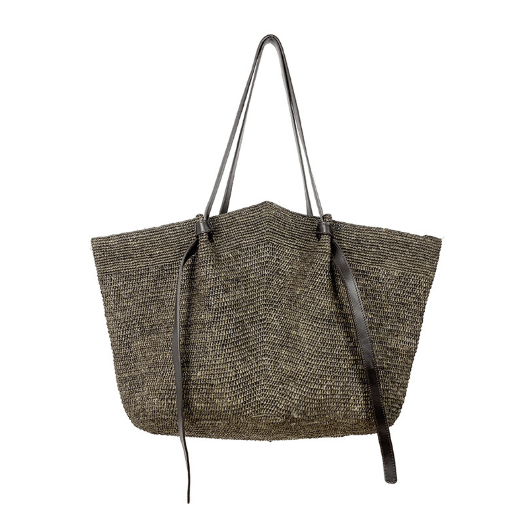 Made in Mada - Gemma XXL Raffia + Leather Bag - The Flower Crate