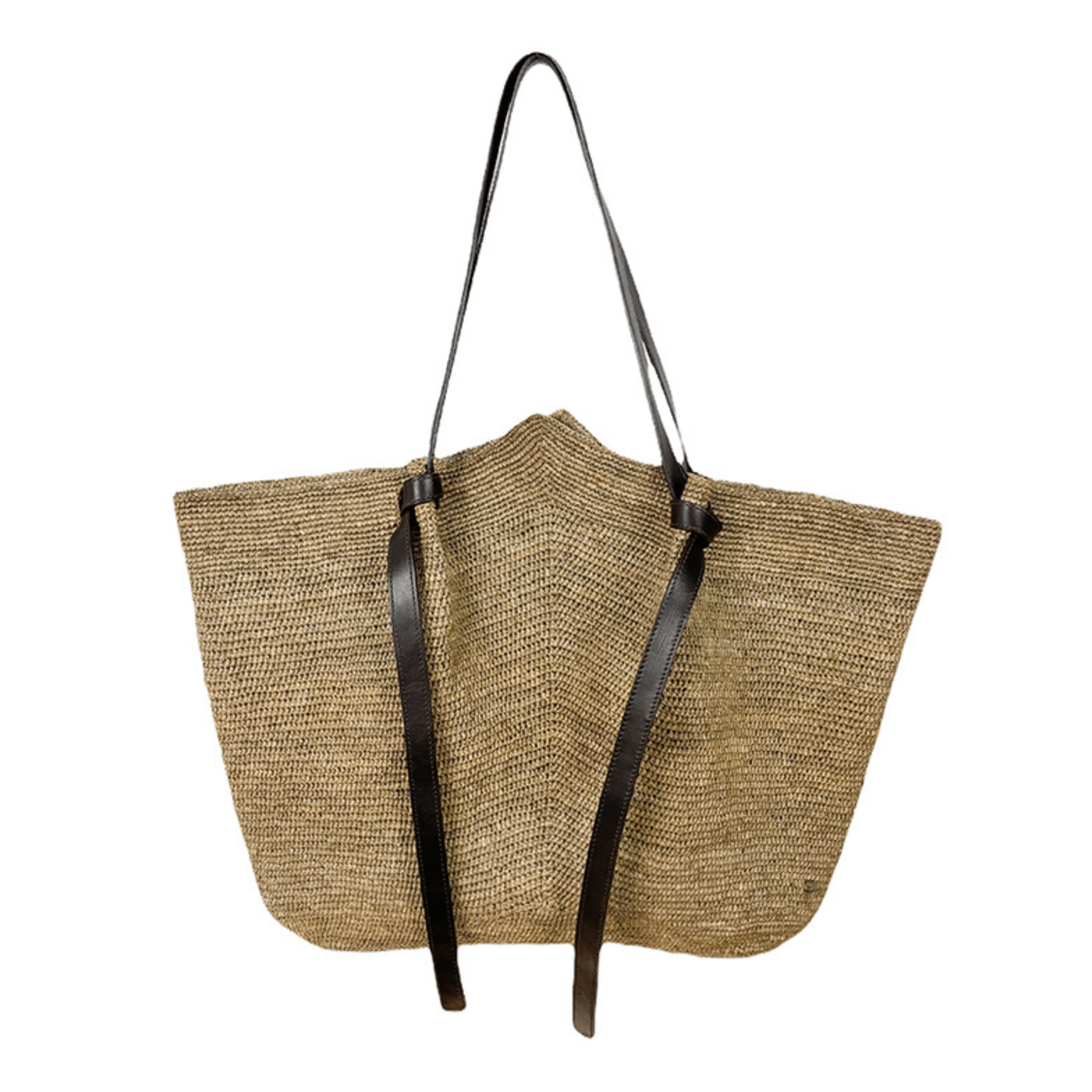 Made in Mada - Gemma XXL Raffia + Leather Bag - The Flower Crate