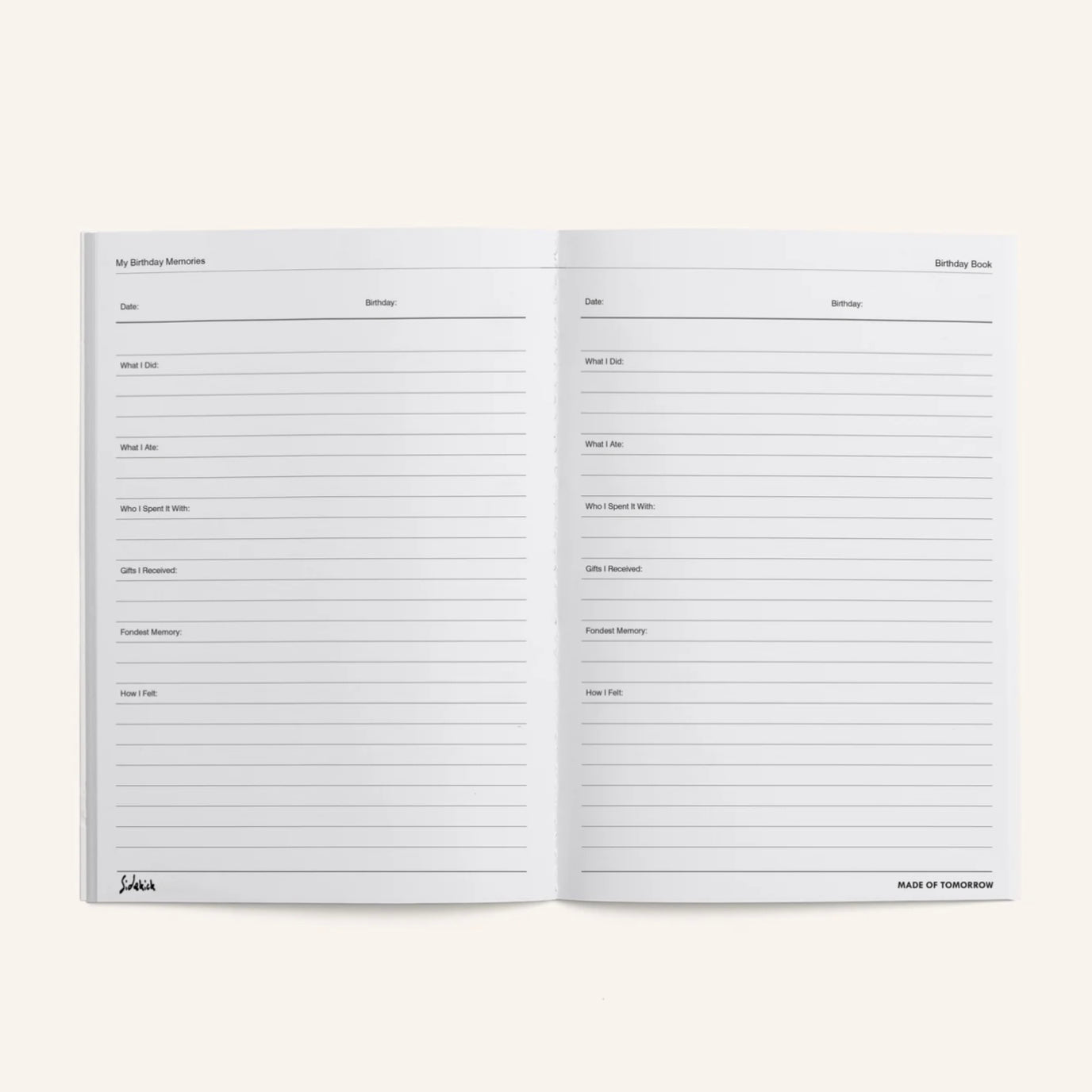 Made of Tomorrow - Sidekick Journal, Birthday Book - The Flower Crate