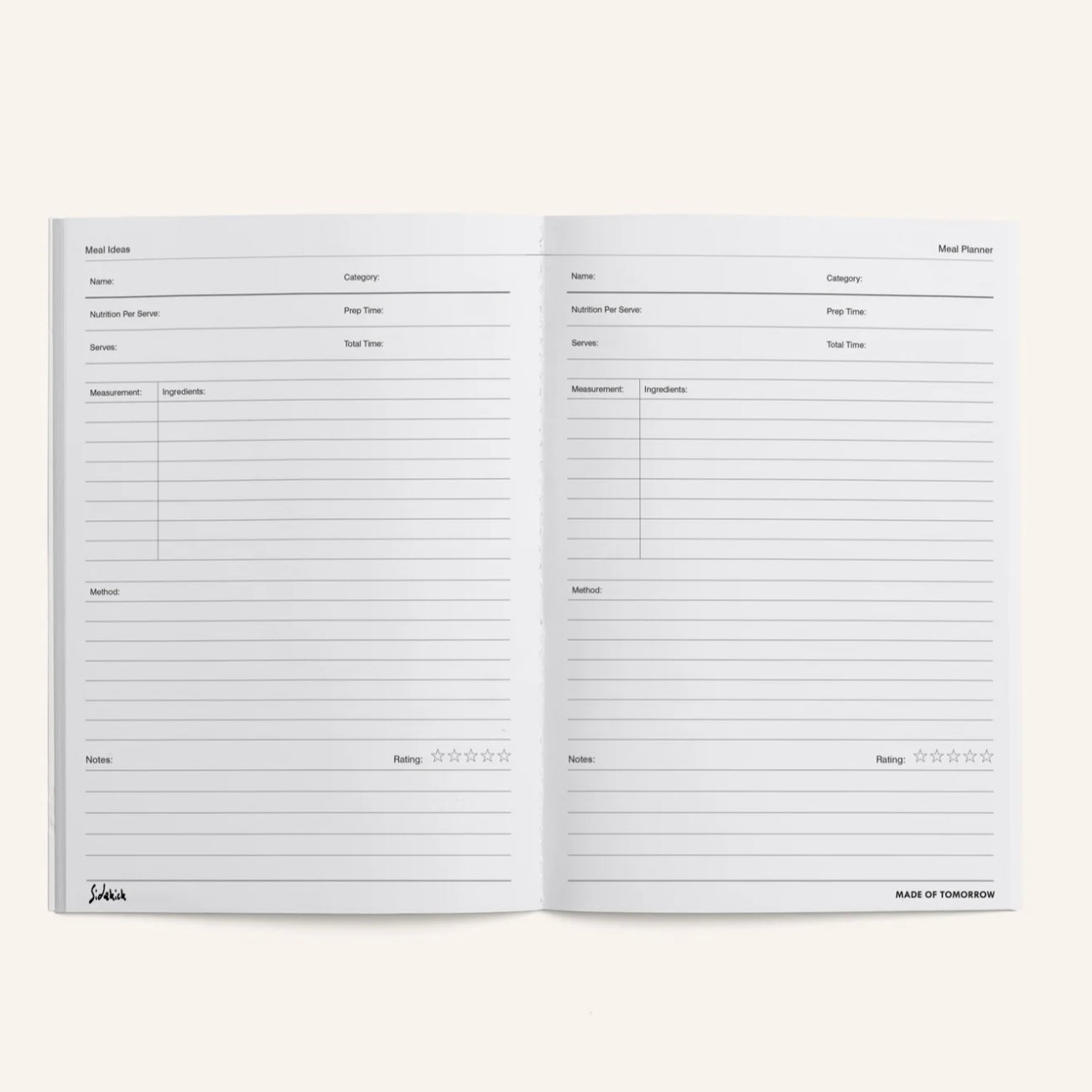 Made of Tomorrow - Sidekick Journal, Meal Planner - The Flower Crate