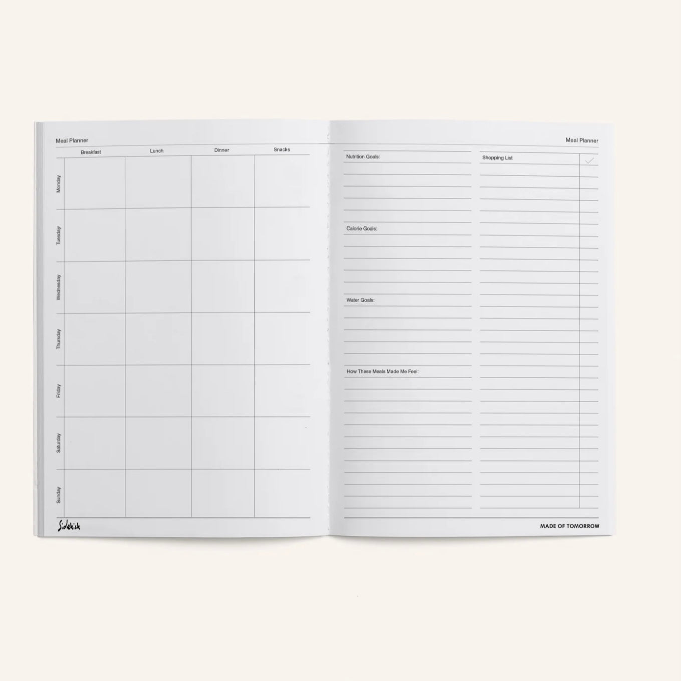 Made of Tomorrow - Sidekick Journal, Meal Planner - The Flower Crate