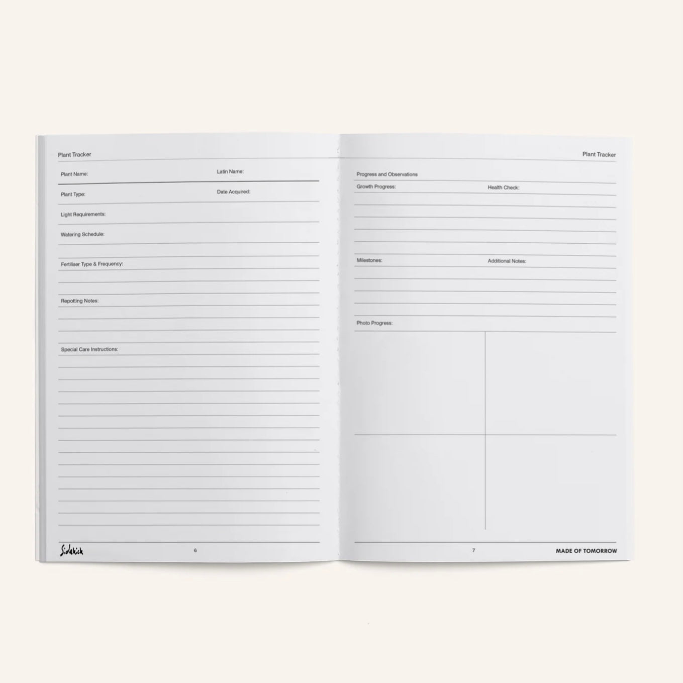 Made of Tomorrow - Sidekick Journal, Plant Tracker - The Flower Crate