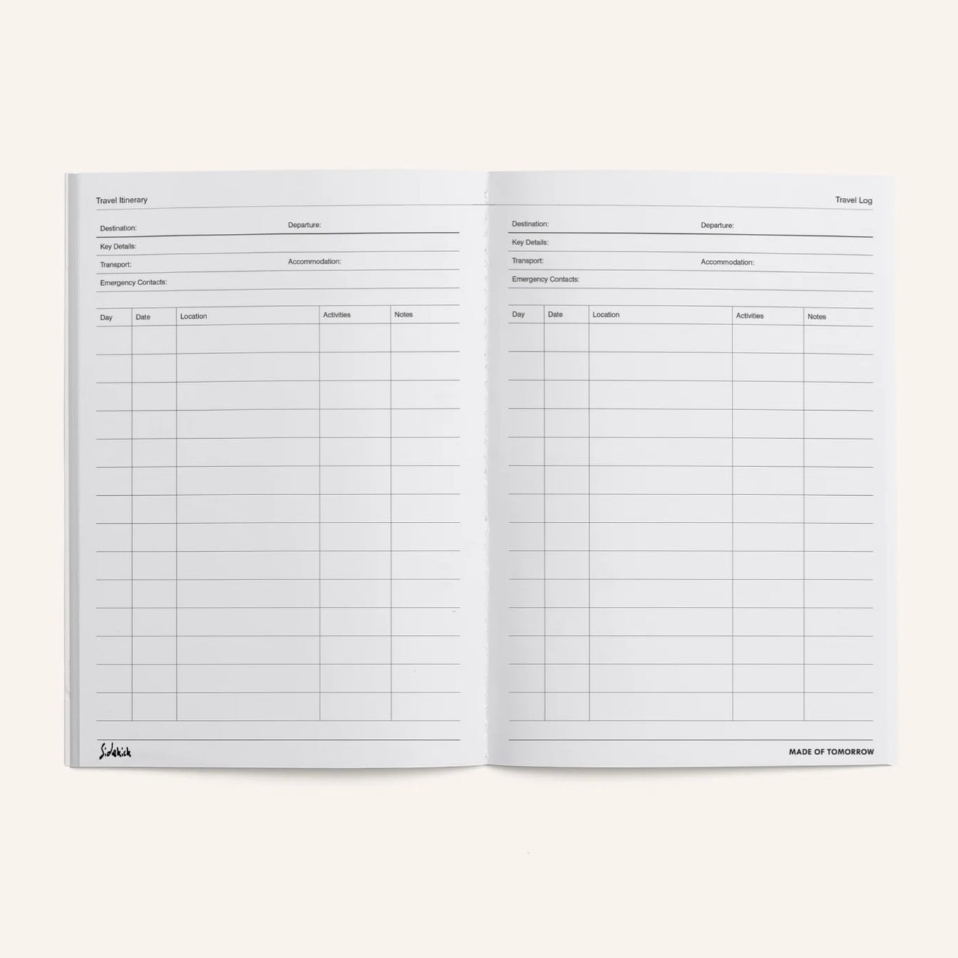 Made of Tomorrow - Sidekick Journal, Travel Log - The Flower Crate