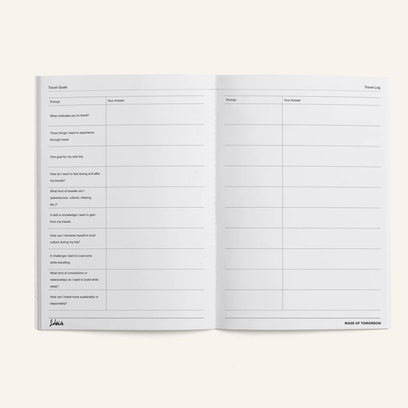 Made of Tomorrow - Sidekick Journal, Travel Log - The Flower Crate