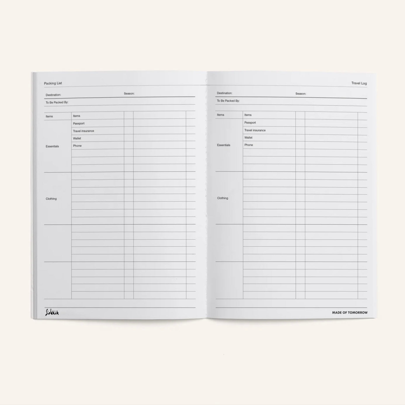 Made of Tomorrow - Sidekick Journal, Travel Log - The Flower Crate