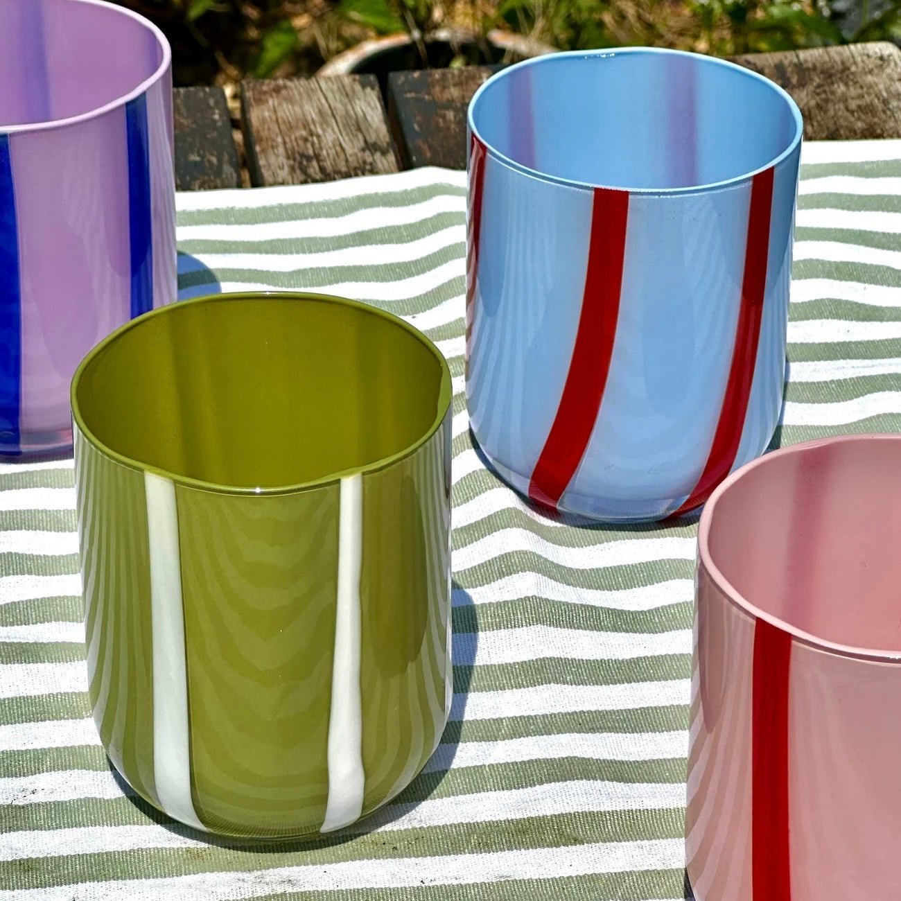 Maegen - Alina Drinking Glass, Blue & Red - The Flower Crate