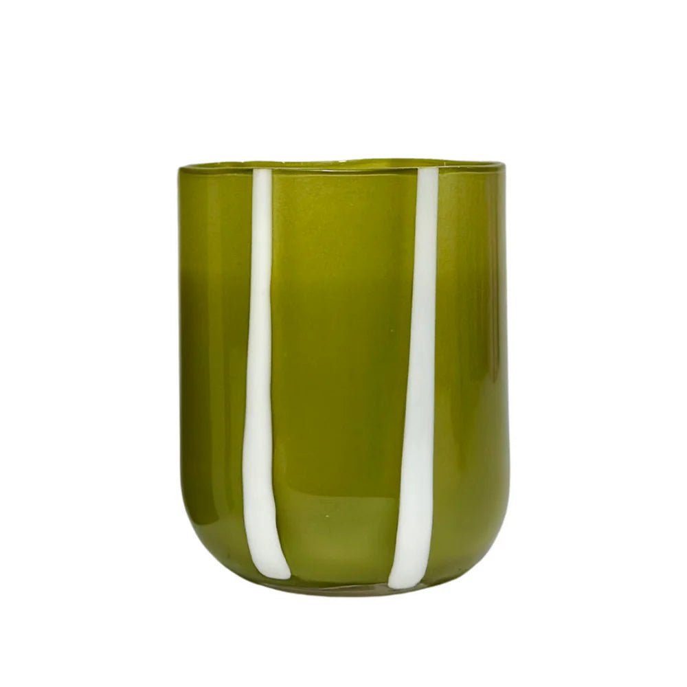 Maegen - Alina Drinking Glass, Olive & White - The Flower Crate