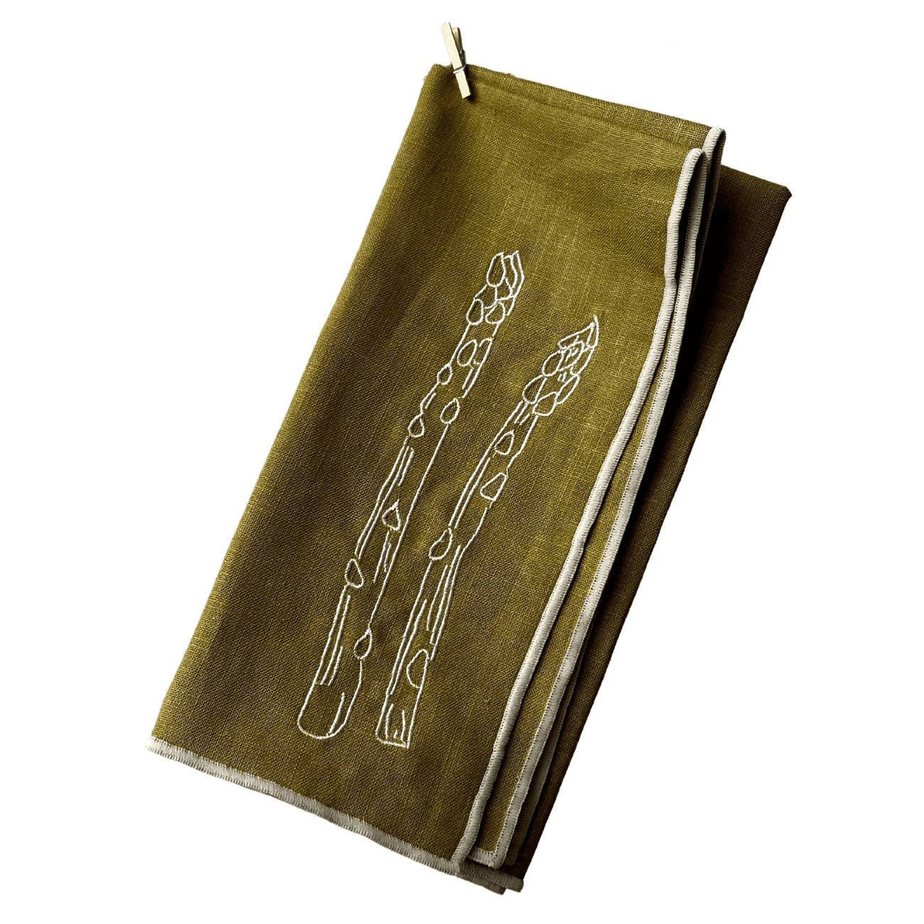 Maegen - Linen Embroidered Napkins, Asparagus - The Flower Crate