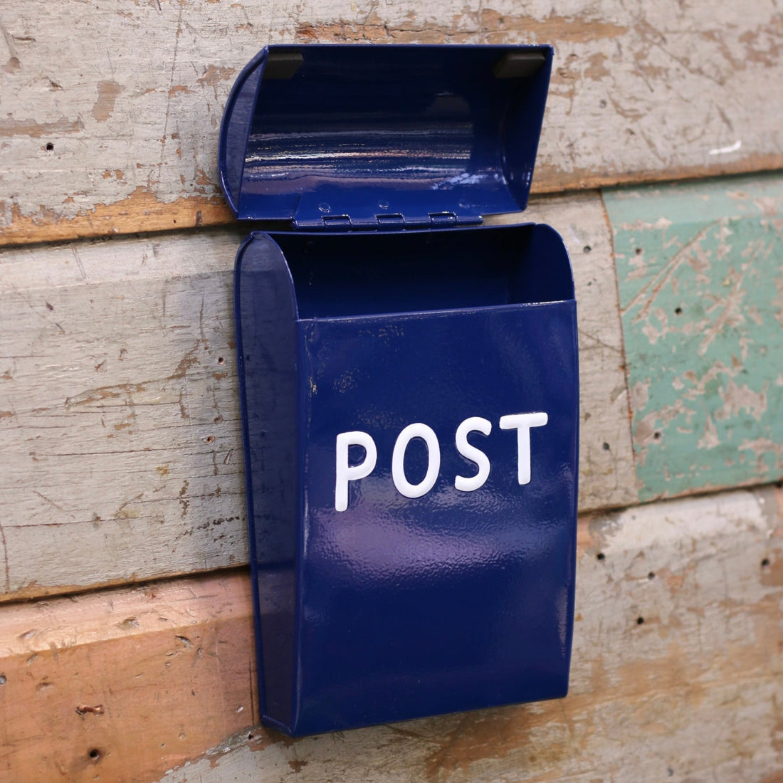 Metal Post Box - Navy - The Flower Crate