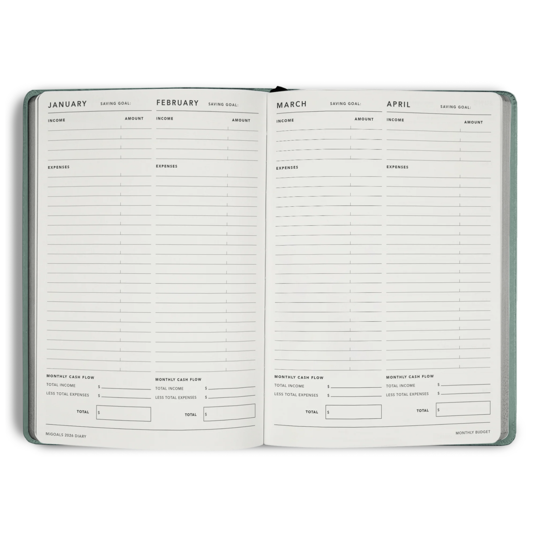 MiGoals - 2026 Sea Green "From the Little Things" Weekly Notes Diary - The Flower Crate