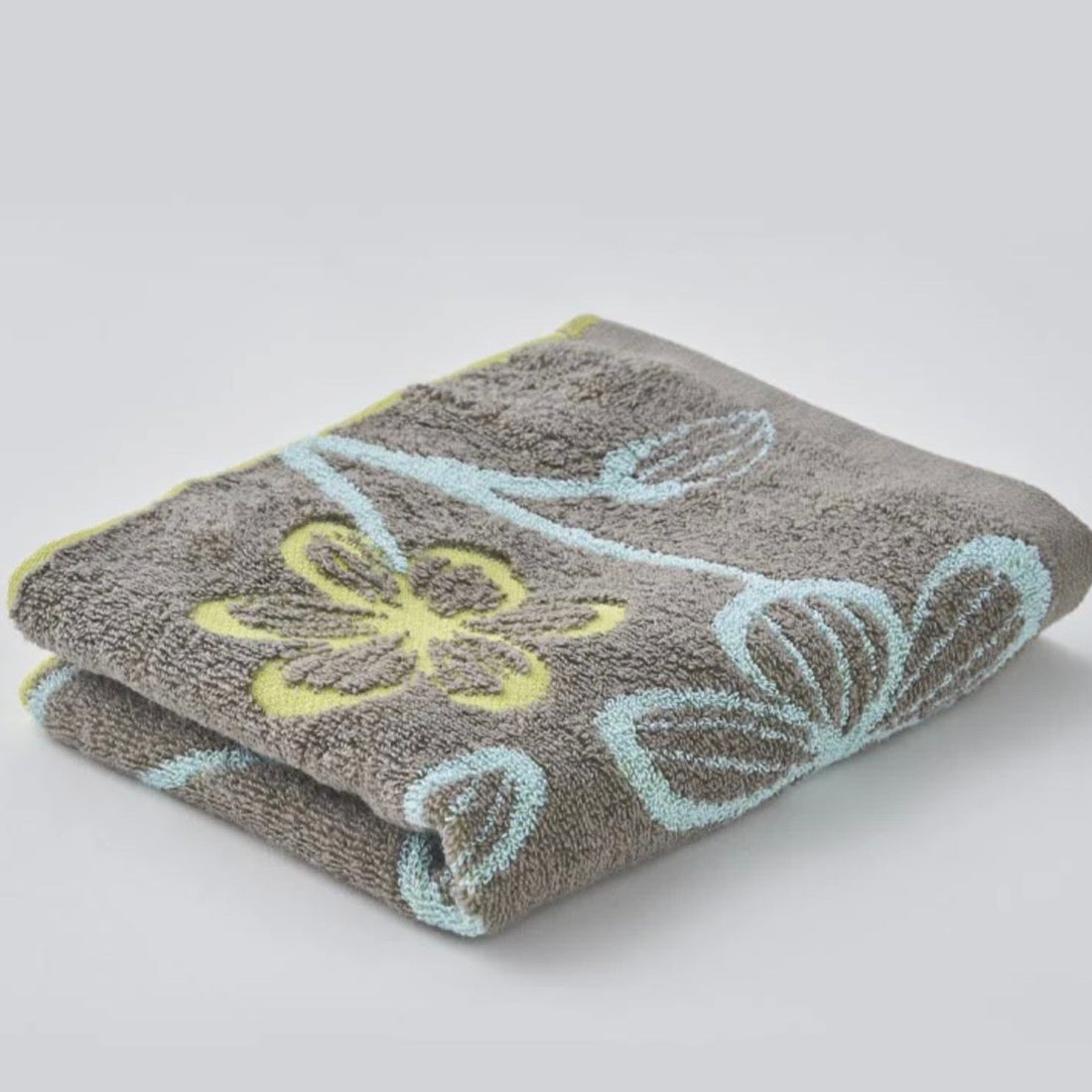 Murakami Pile - Flor Hand Towel, Grey & Green - The Flower Crate