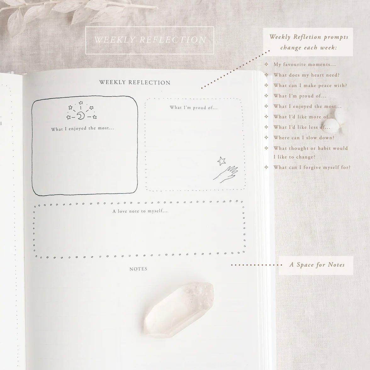 Musings From The Moon - A Year of Coming Home, A Guided Self - Love Journal - The Flower Crate