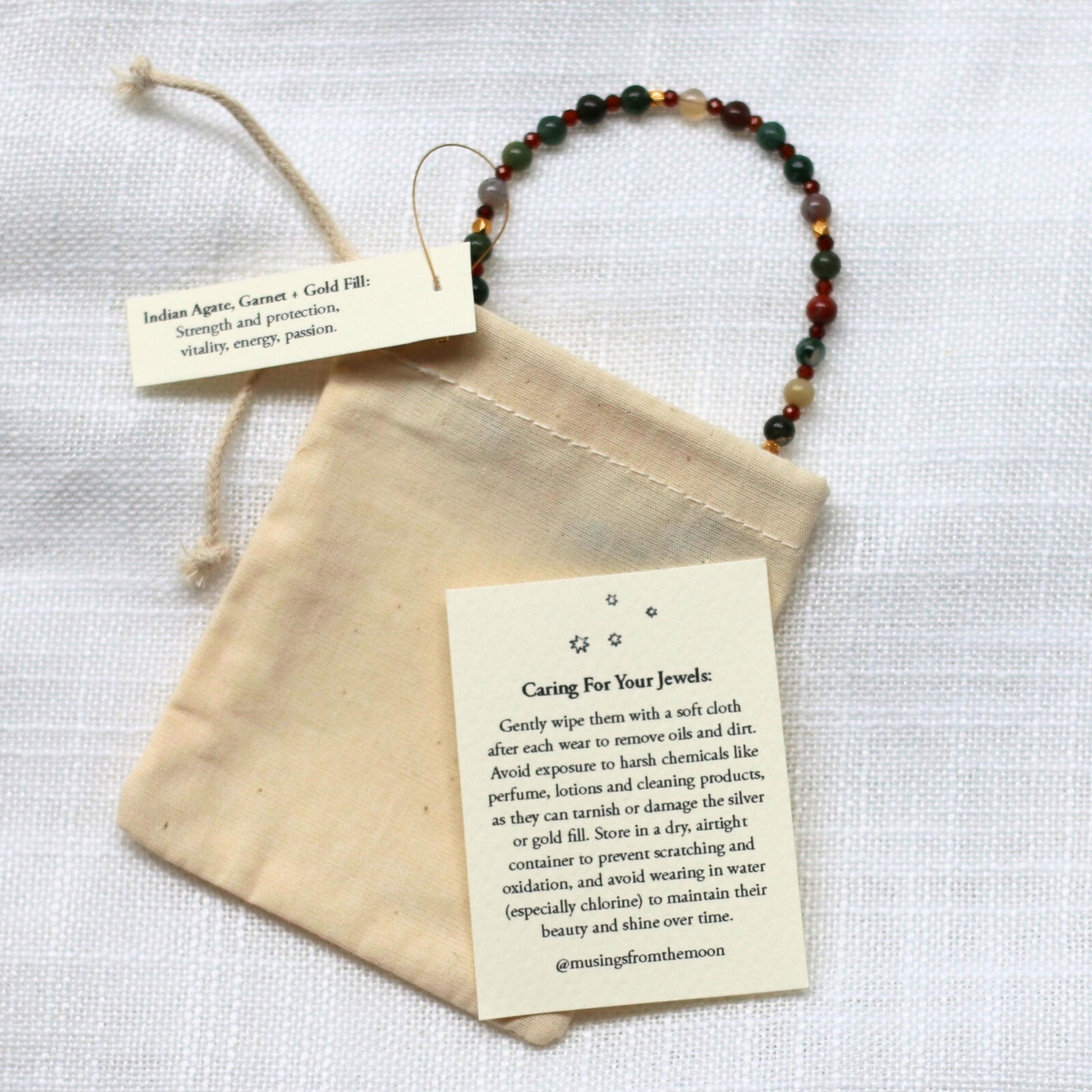 Musings From The Moon - Natural Gemstone Bracelet, Garnet - The Flower Crate
