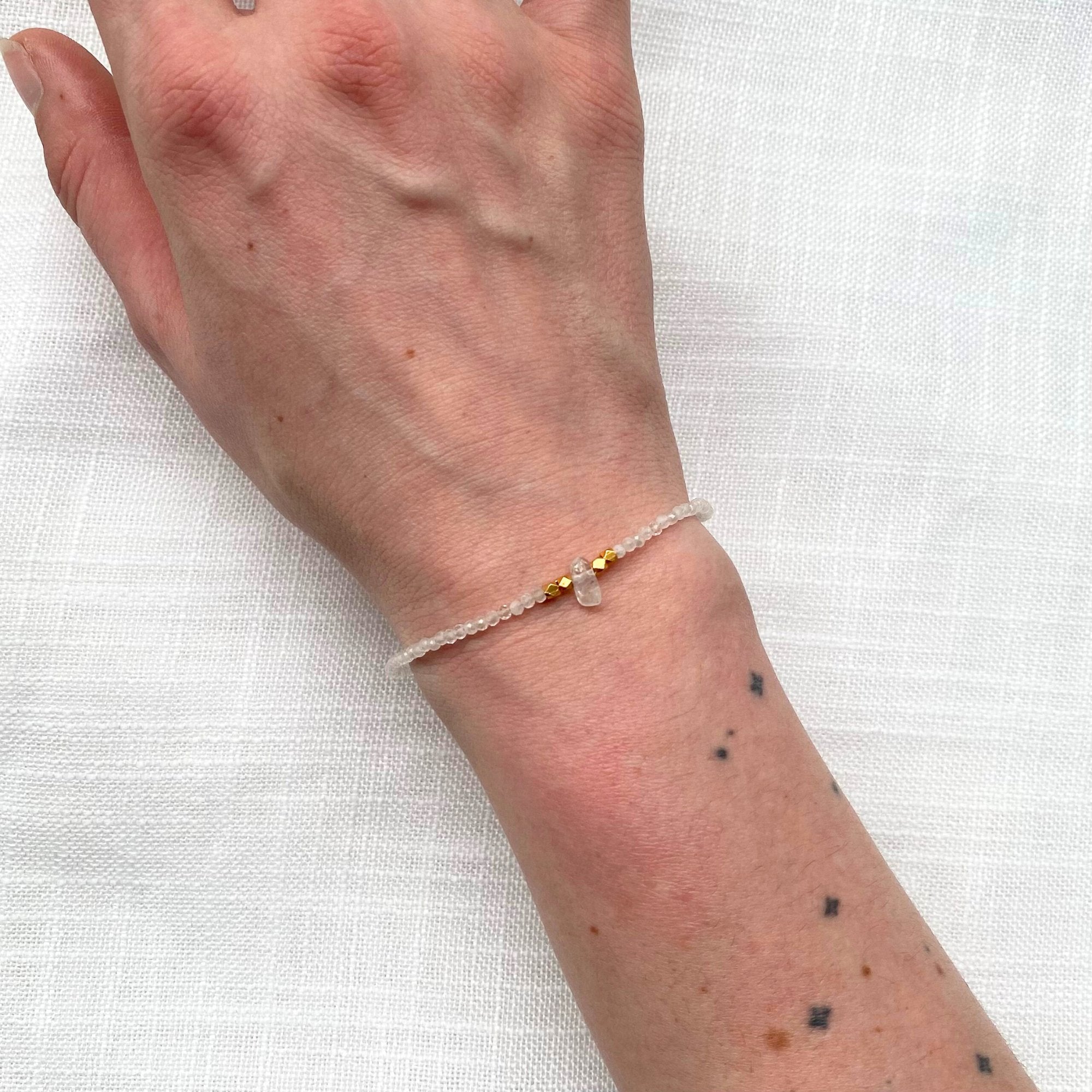 Musings From The Moon - Natural Gemstone Bracelet, Moonstone - The Flower Crate