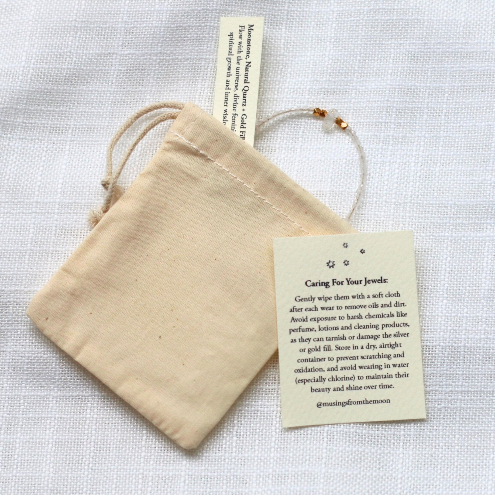 Musings From The Moon - Natural Gemstone Bracelet, Moonstone - The Flower Crate