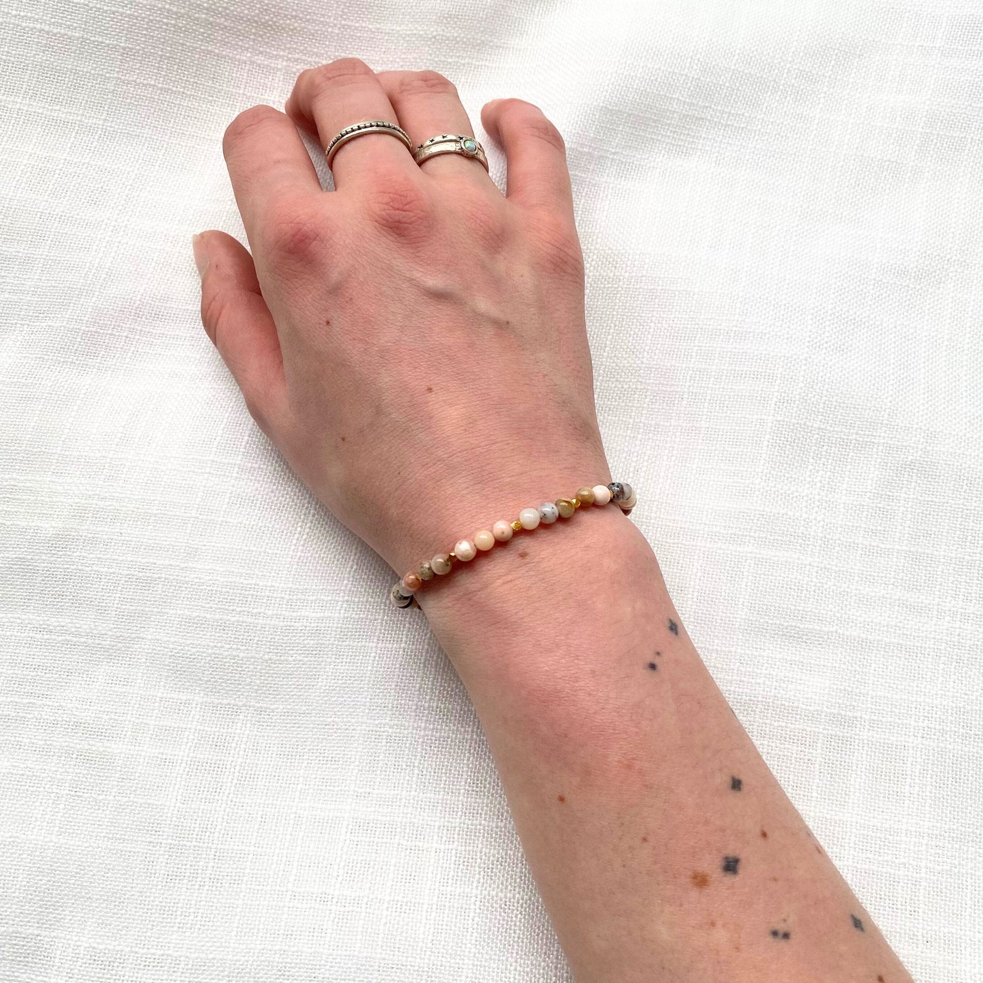 Musings From The Moon - Natural Gemstone Bracelet, Pink Opal - The Flower Crate