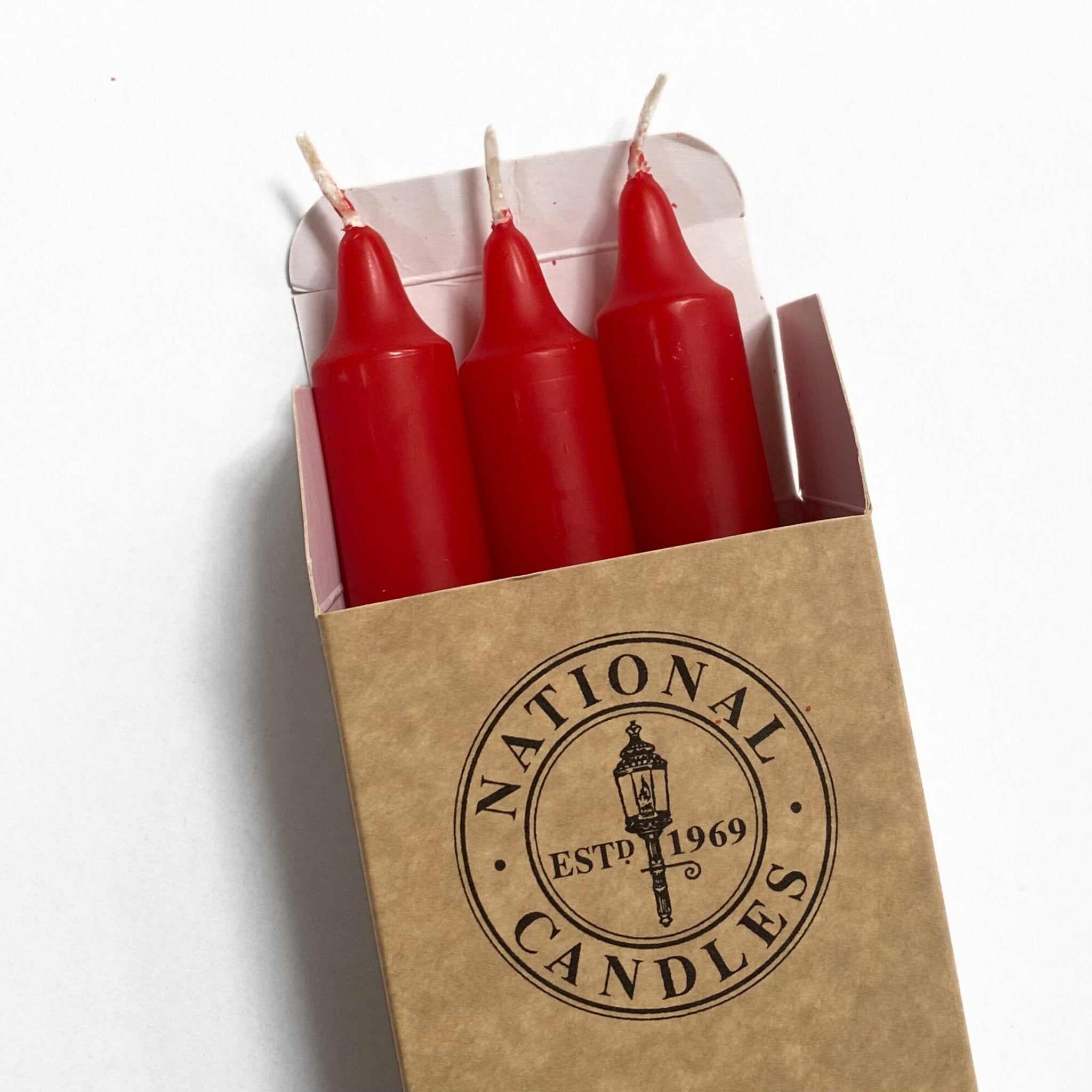 National Candles - Household Taper, Red - The Flower Crate