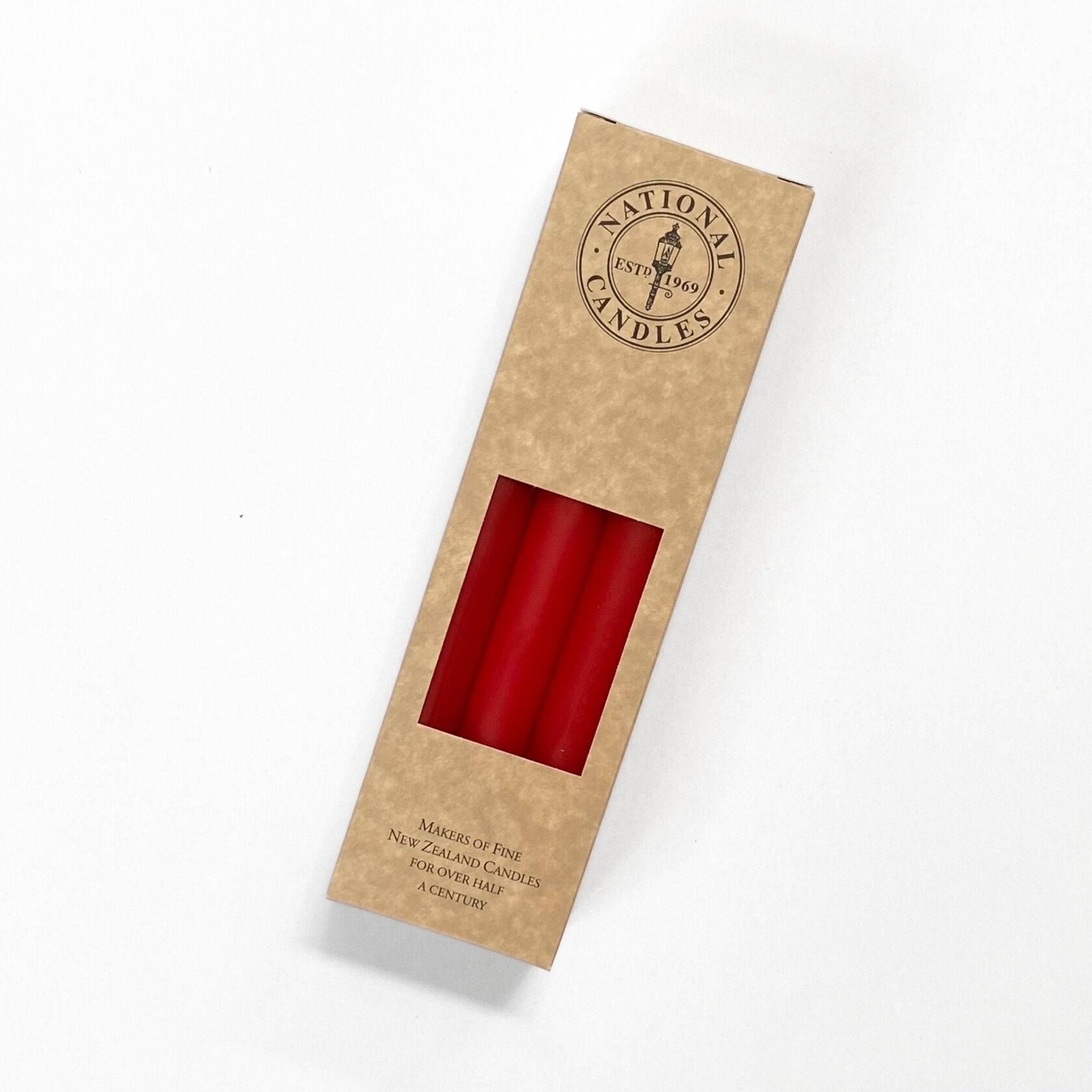 National Candles - Household Taper, Red - The Flower Crate