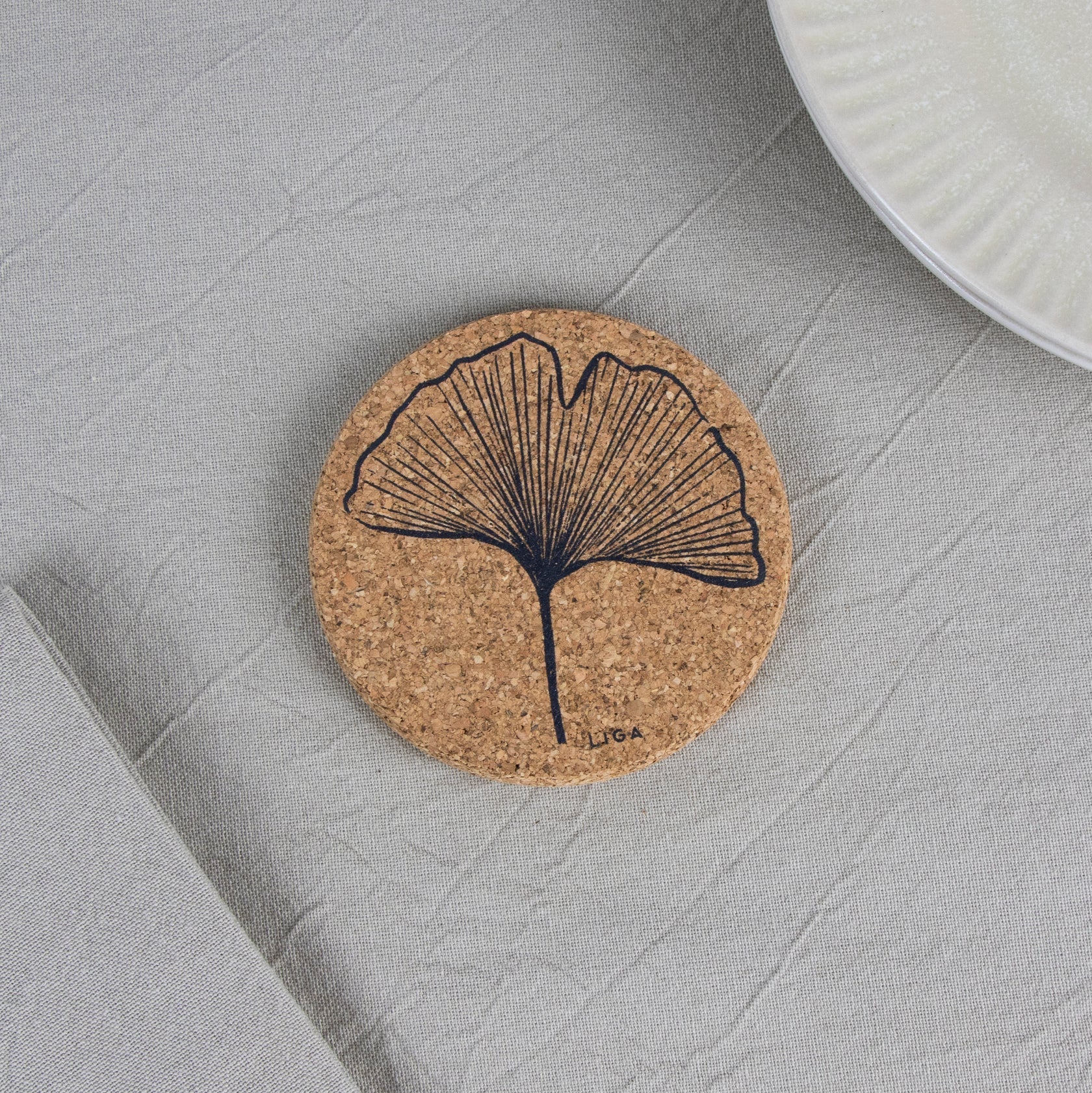 Natural Cork Coasters - Ginkgo - The Flower Crate
