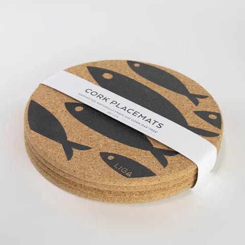 Natural Cork Placemats - Grey Fish - The Flower Crate