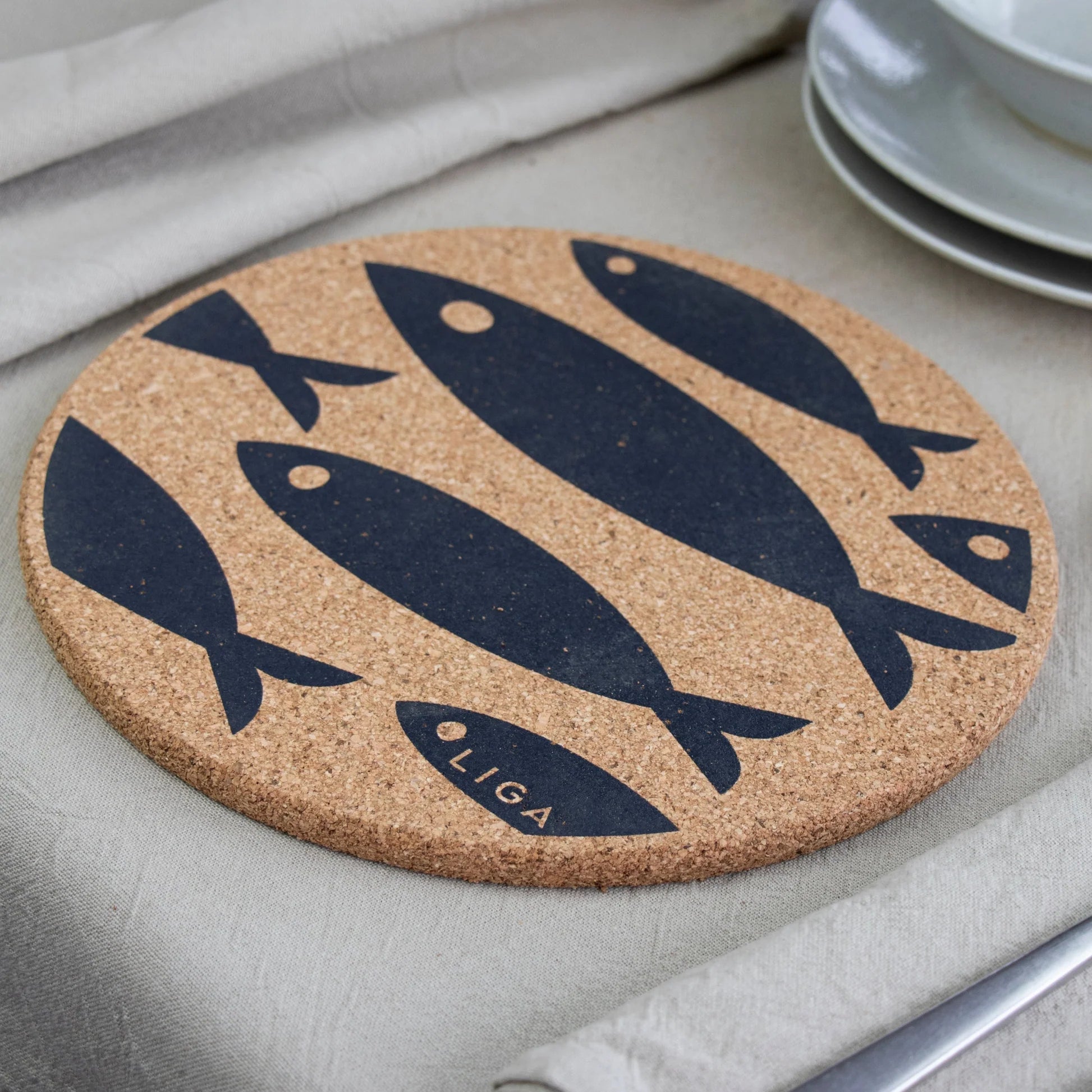 Natural Cork Placemats - Grey Fish - The Flower Crate