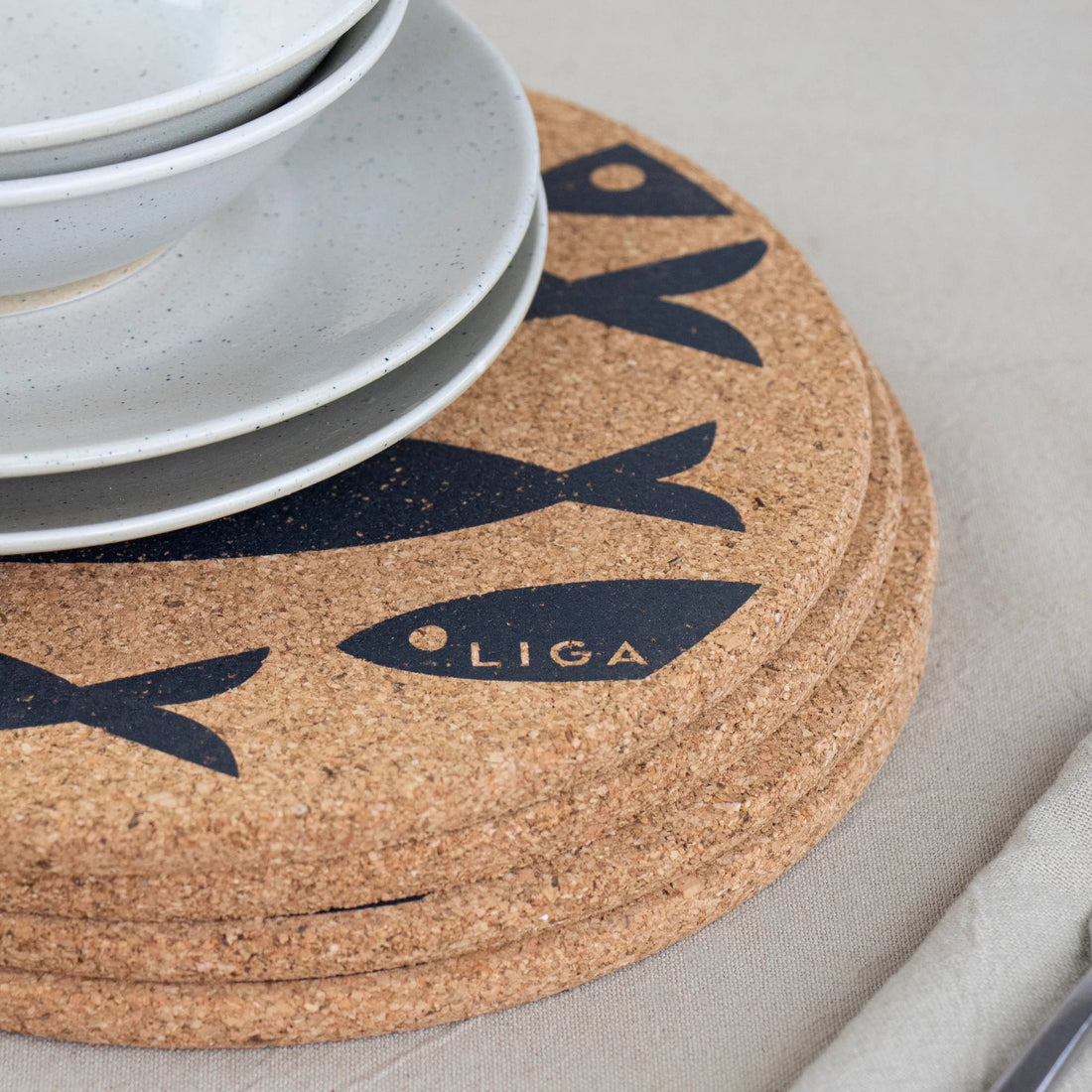 Natural Cork Placemats - Grey Fish - The Flower Crate