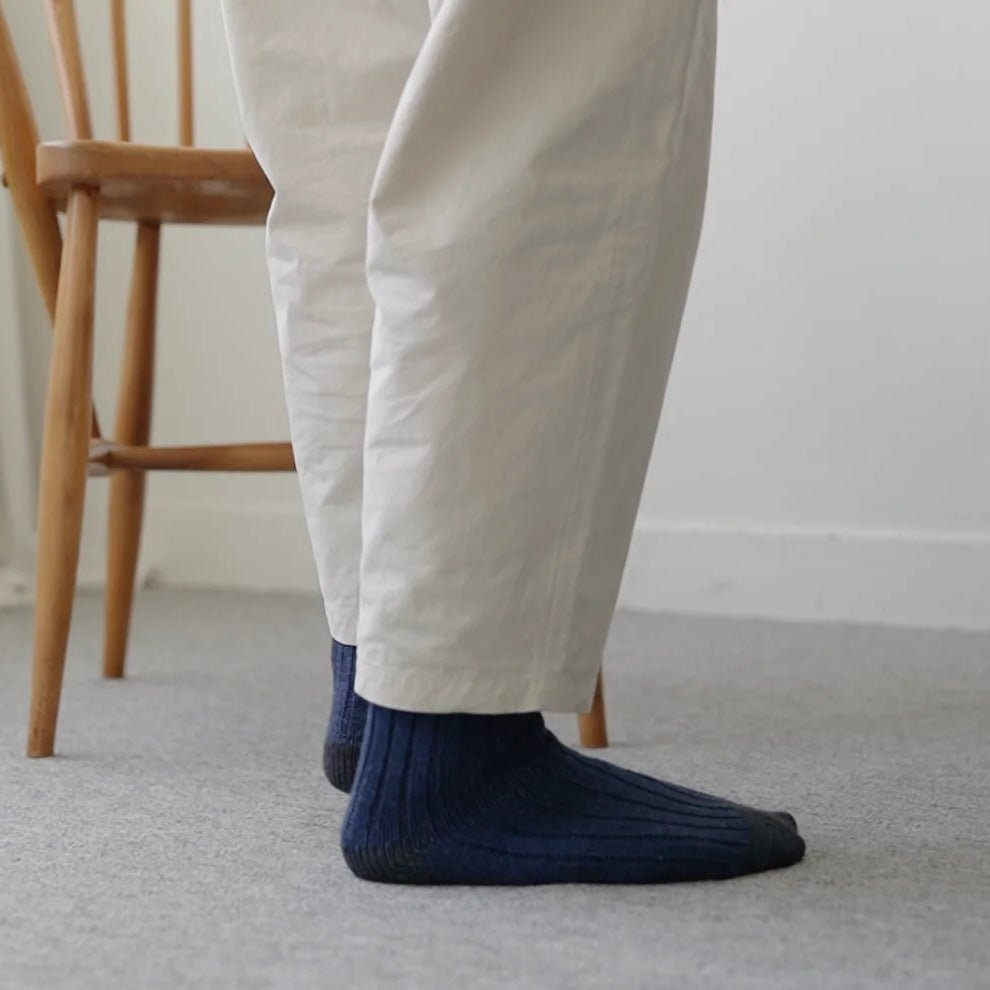 Nishiguchi Kutsushita - Boston Denim Blue Cotton Socks - The Flower Crate