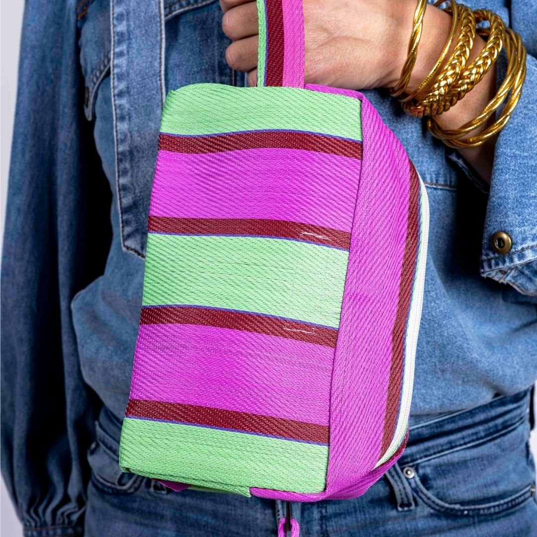 Parisian Cool - Recycled Plastic Toiletry Bag, Purple & Raspberry - The Flower Crate